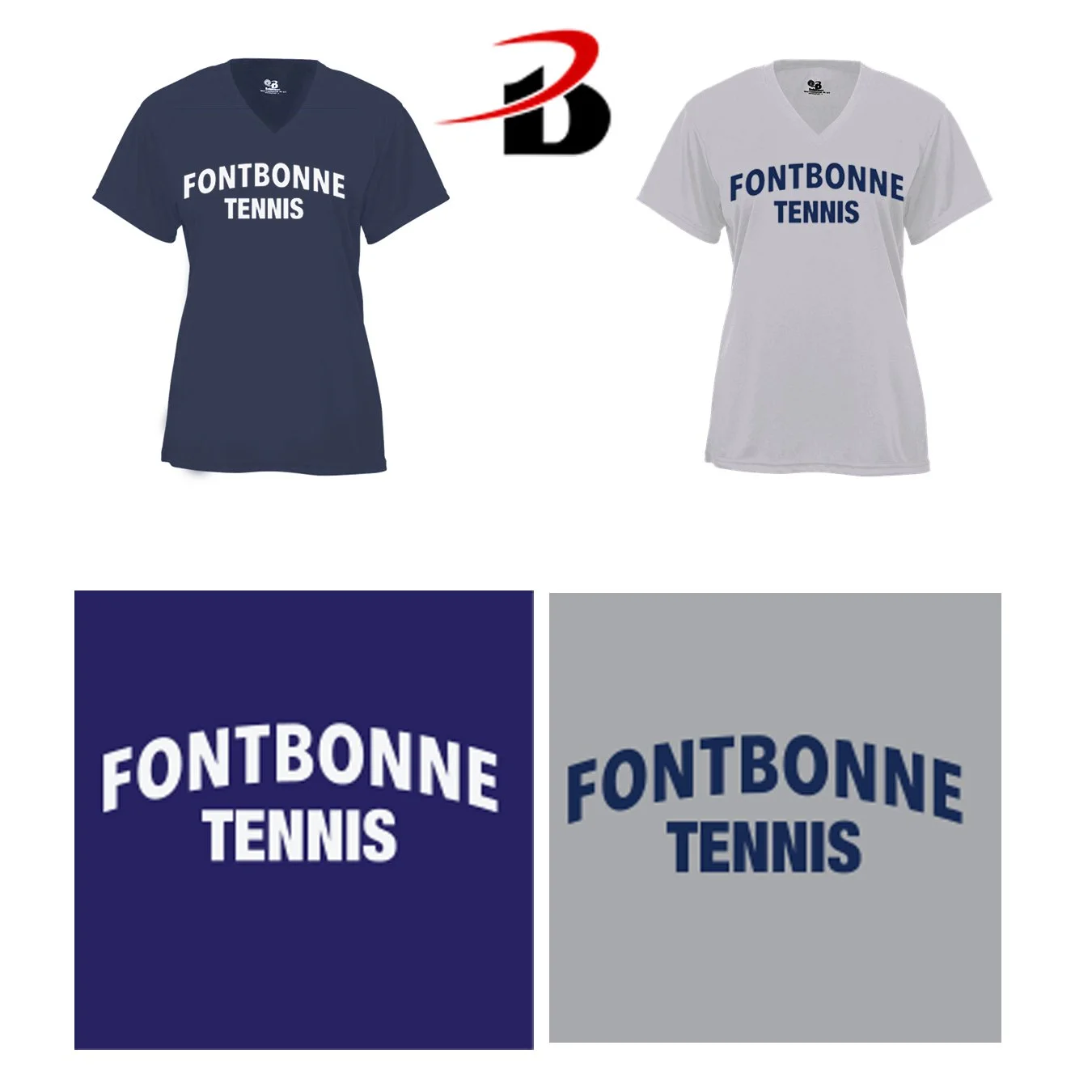 Fontbonne Academy Tennis Badger Brand B-Core Women’s Performance Material V-Neck Tee, Women’s Fit, #416200