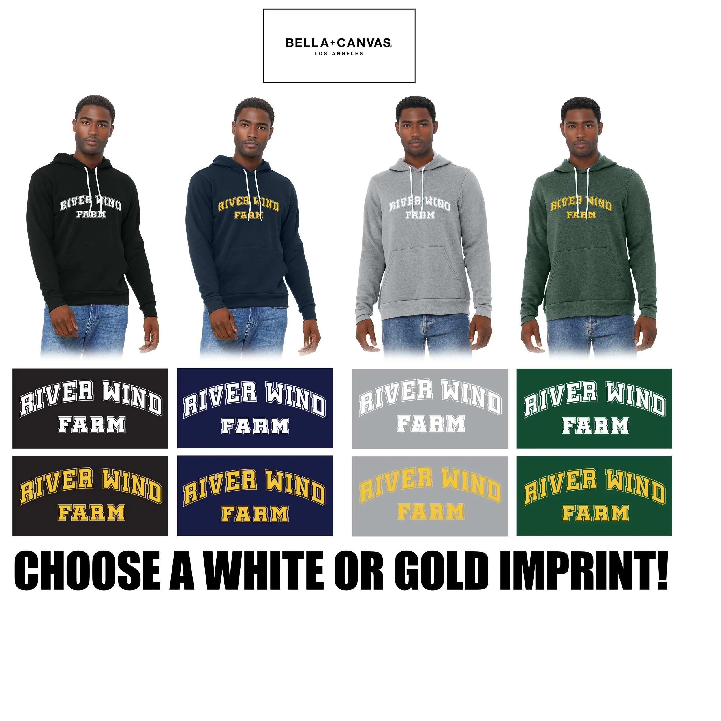 River Wind Farm Bella + Canvas Unisex Sponge Fleece Hoodie Sweatshirt, Adult Unisex/Men’s Fit, #3719