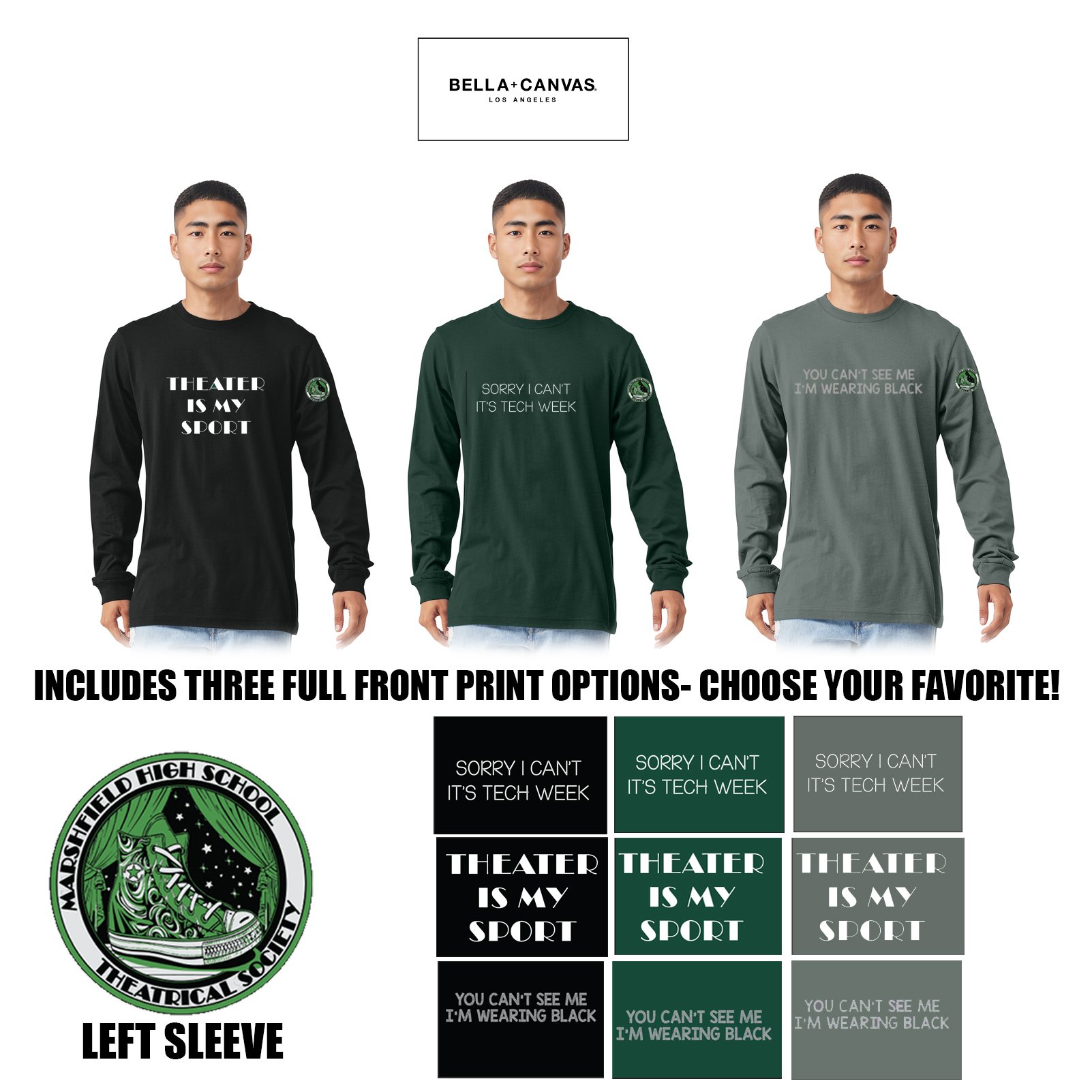 Marshfield High School Theatrical Society BELLA+CANVAS® Unisex Jersey Long Sleeve Tee, Adult Unisex/Men’s Fit, #BC3501