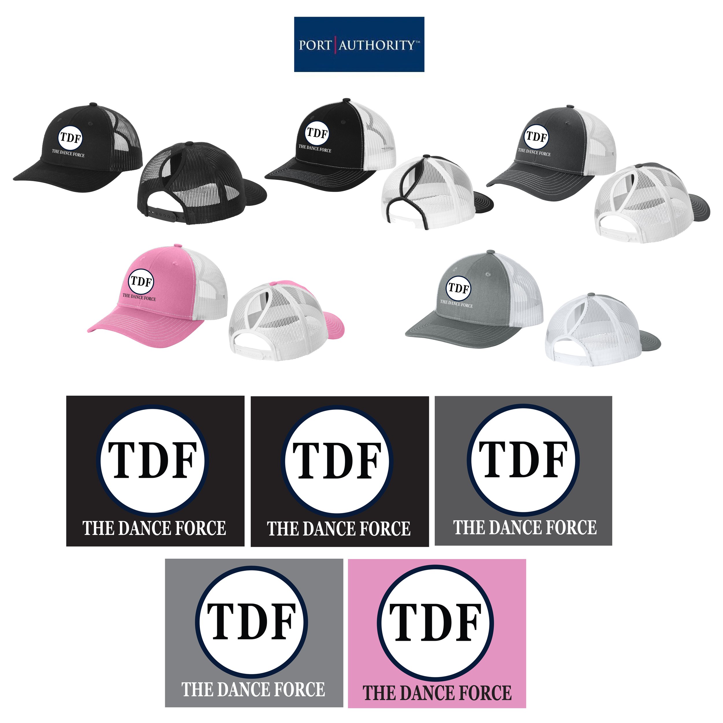 Dance Force Port Authority® Snapback Ponytail Trucker Cap, With Ponytail Port, Women’s Fit, #LC401