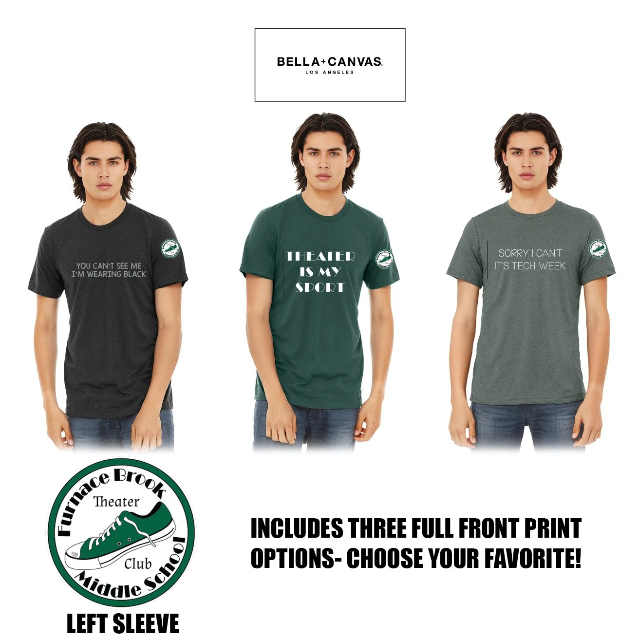 Furnace Brook Middle School Theater Club BELLA+CANVAS® Unisex Triblend Short Sleeve Tee, Adult Unisex/Men’s Fit, #BC3413