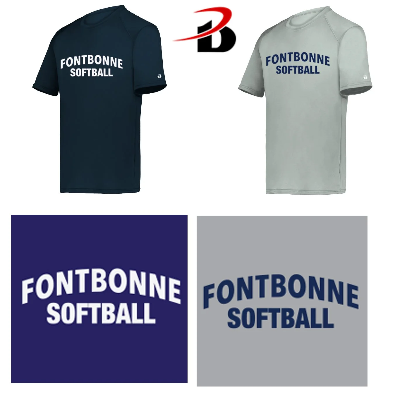 Fontbonne Academy Softball Badger Brand Youth Unisex B-Core Performance Material Short Sleeve Tee, Youth Unisex Fit, #210400