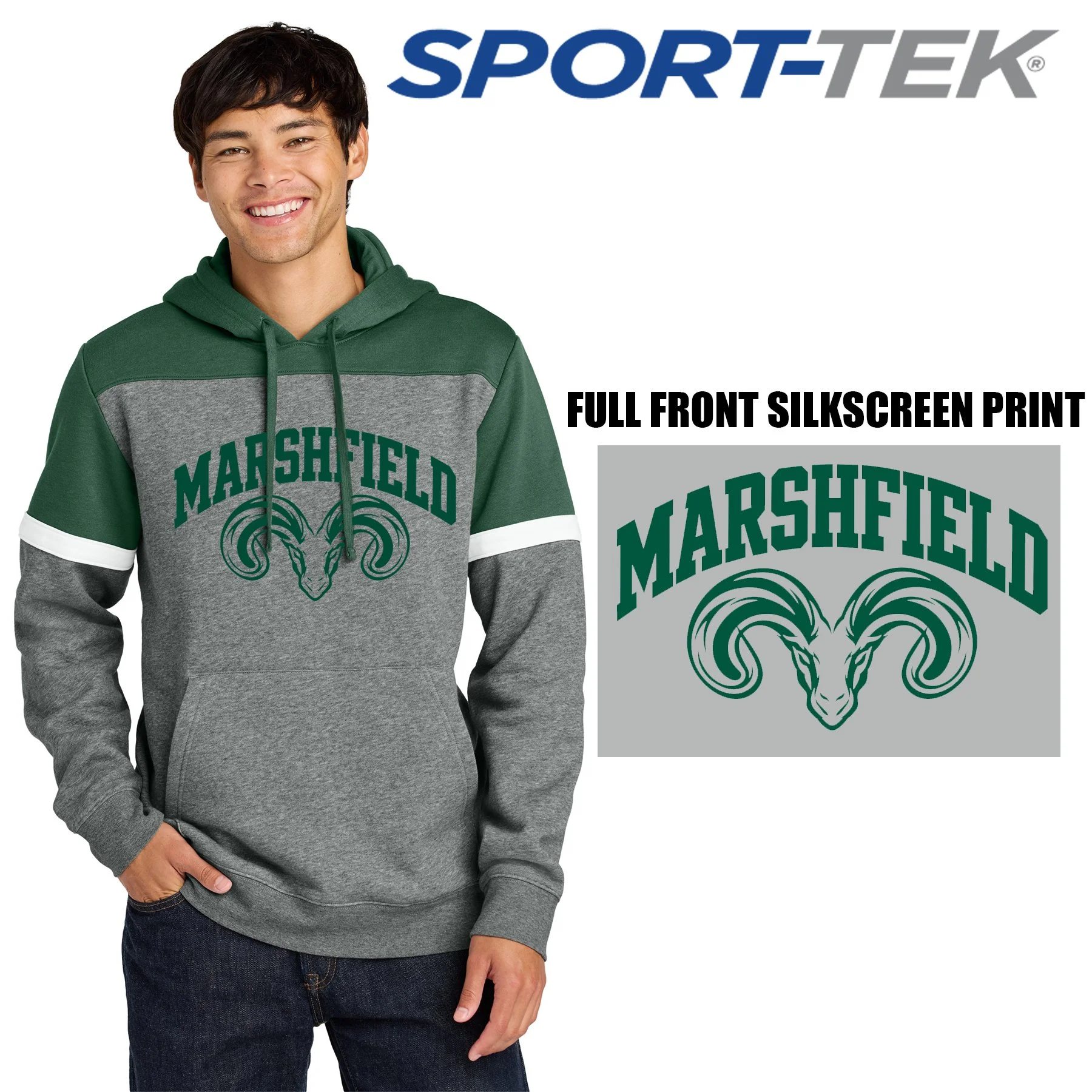 Furnace Brook Middle School Apparel Sport-Tek® Drive Fleece Colorblock Hoodie, ATHLETIC, Adult Unisex/Men’s Fit, #STF205