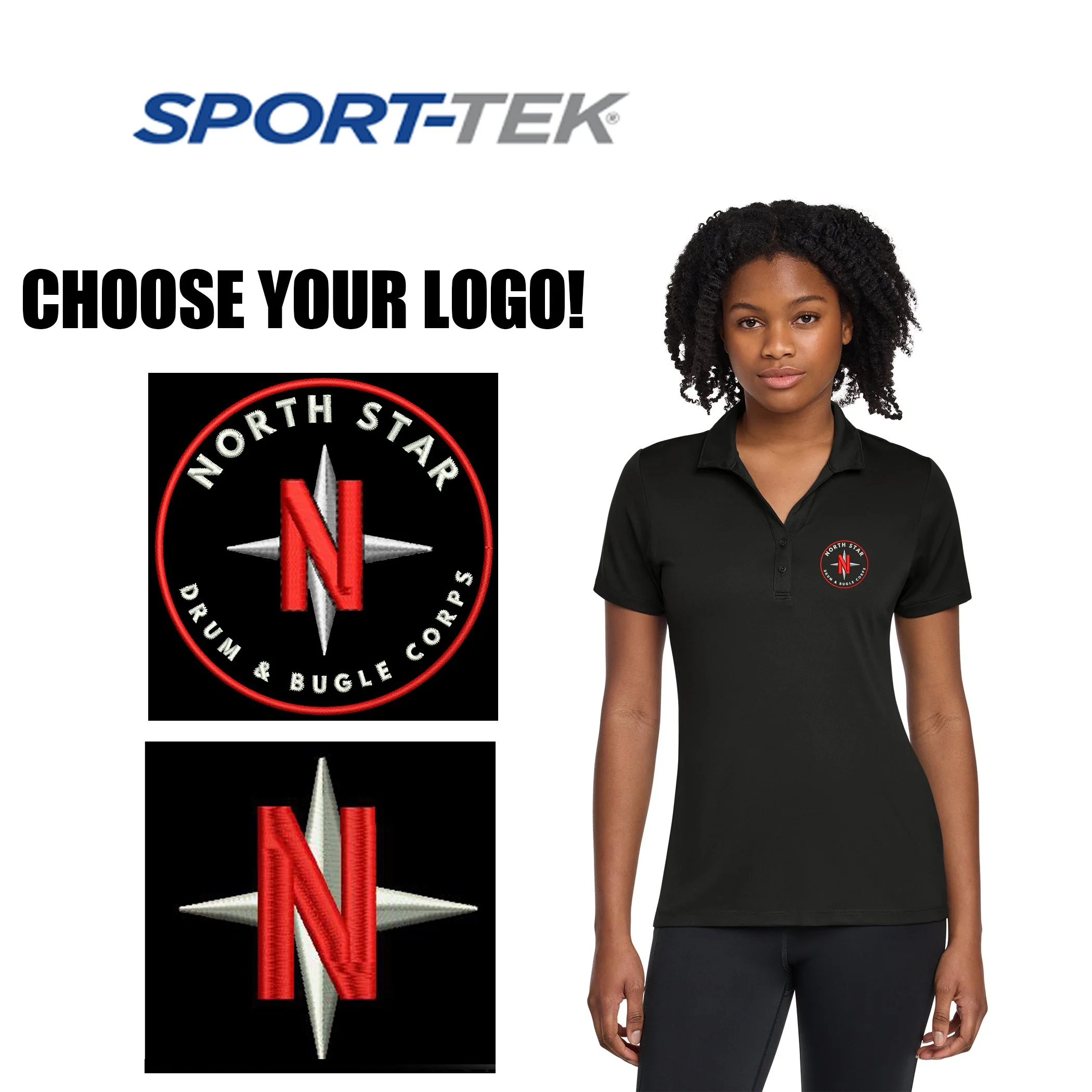 North Star Drum & Bugle Corps Sport-Tek® Women's PosiCharge® Re-Compete Polo, Women’s Fit, #LST725