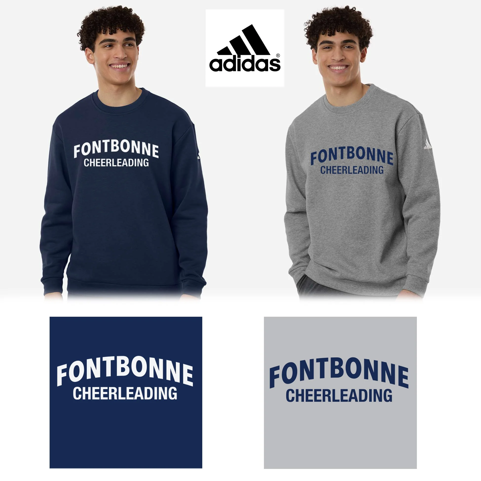 Fontbonne Academy Cheerleading Adidas Men’s Fleece Crewneck Sweatshirt, Men’s/Adult Unisex Fit, #AT200