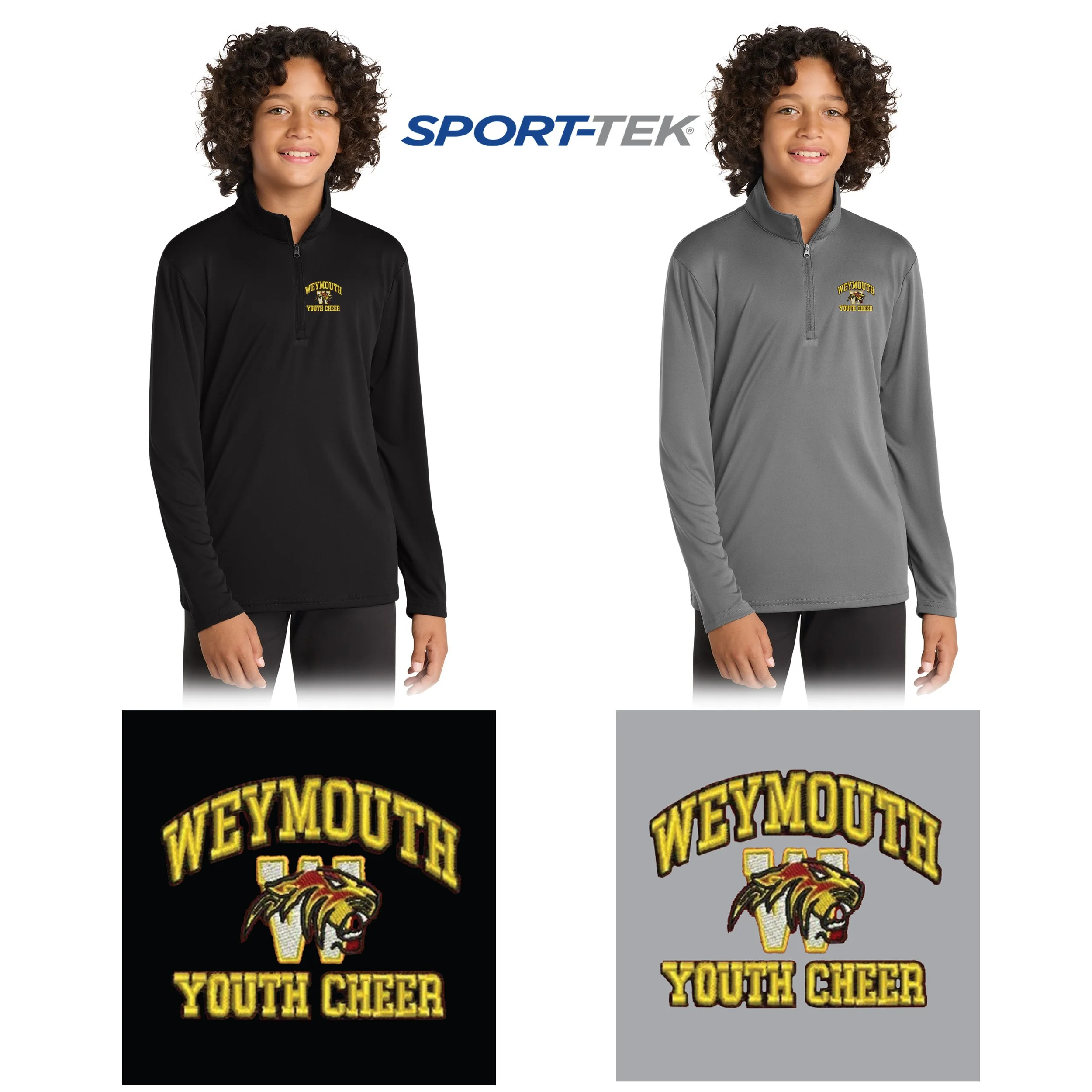 Weymouth Youth Cheer Sport-Tek® Youth PosiCharge®Competitor™ 1/4-Zip Pullover, Youth Unisex Fit, #YST357