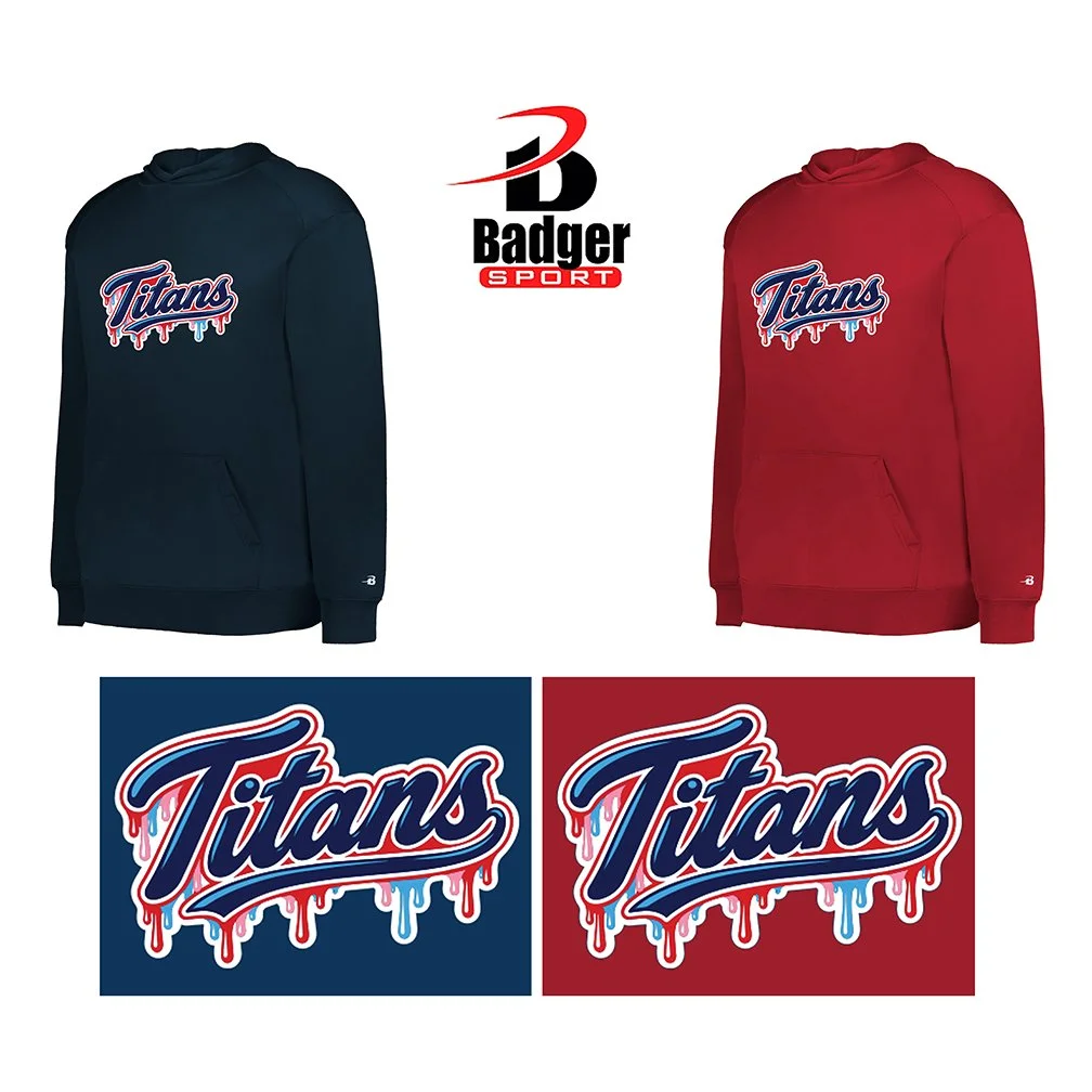 Pembroke Titans Apparel by Bryantville PTO Badger Sport Youth Performance Fleece Hoodie, Limited DRIP Edition, Youth Unisex Fit, #245400