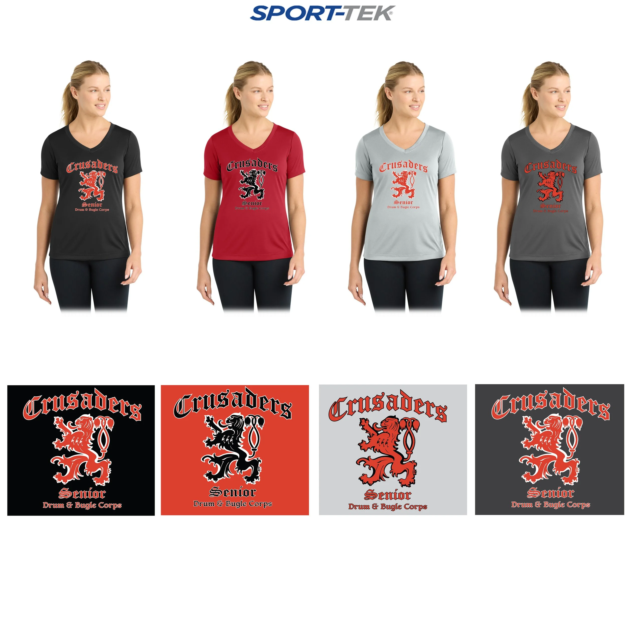Crusaders Sr. Corps Sport-Tek® Women's PosiCharge® Competitor™ V-Neck Tee, 1 Color Print, Women’s Fit, #LST353