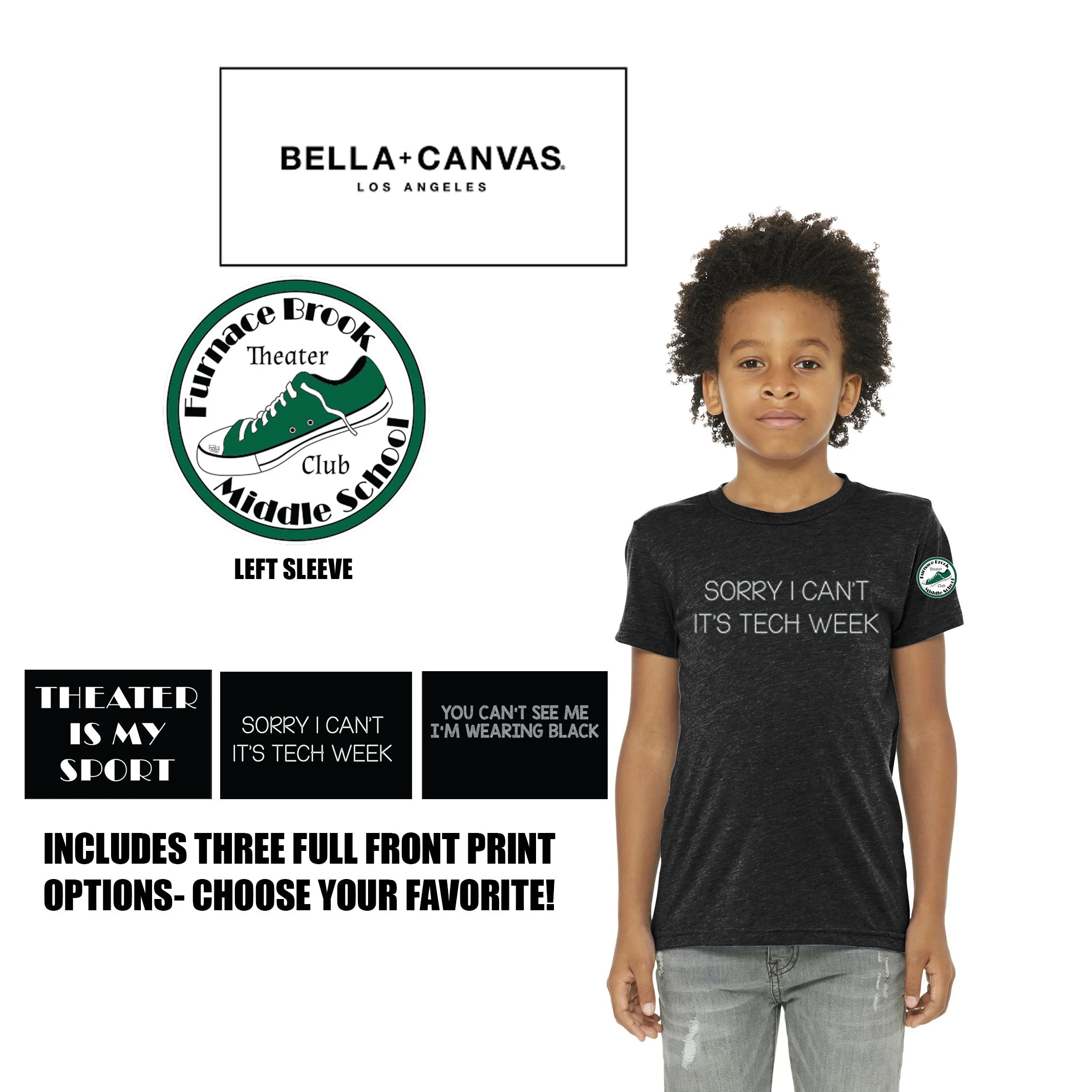 Furnace Brook Middle School Theater Club BELLA+CANVAS® Youth Triblend Short Sleeve Tee, Youth Unisex Fit, #BC3413Y