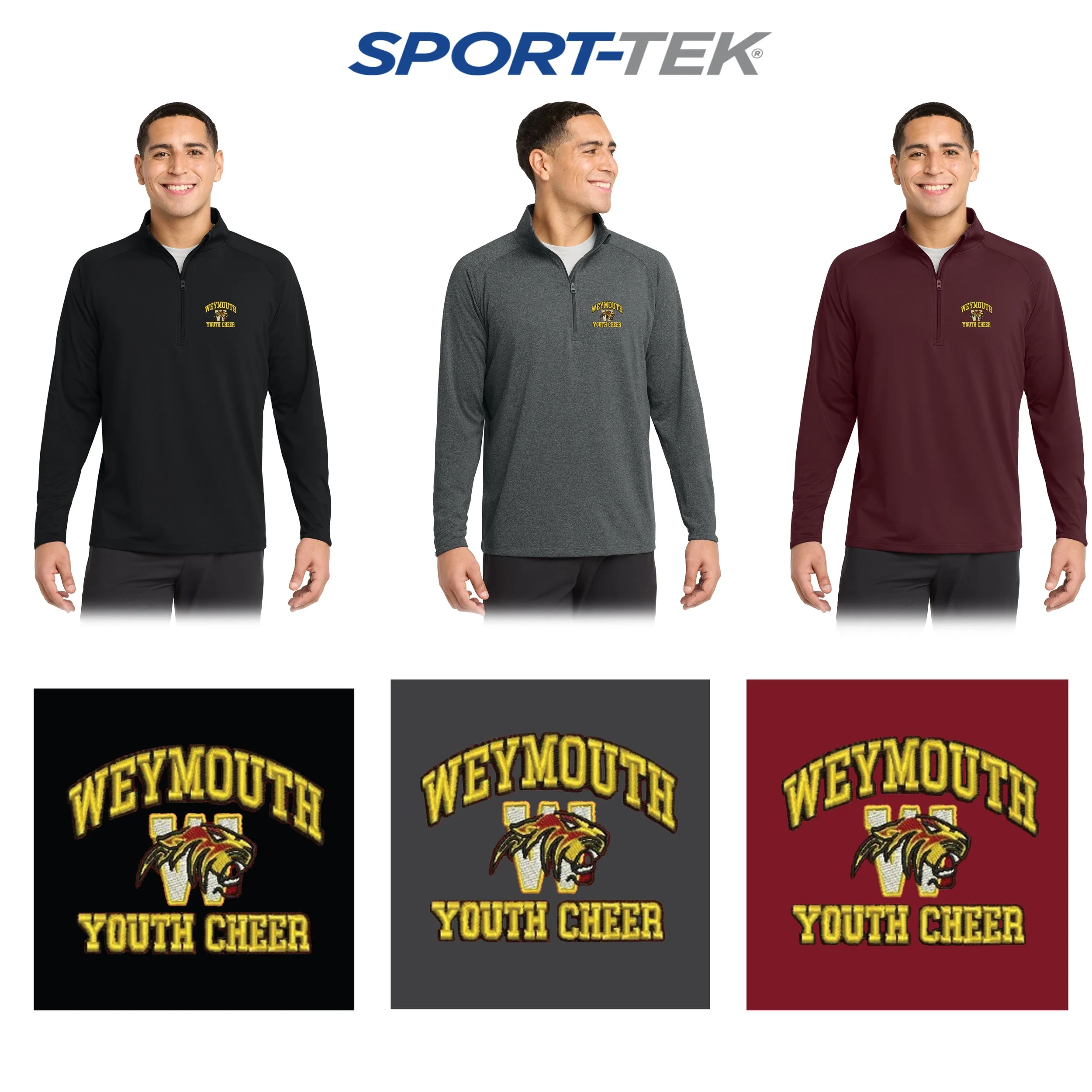 Weymouth Youth Cheer Sport-Tek® Sport-Wick® Stretch 1/4-Zip Pullover, Adult Unisex/Men’s Fit, #ST850