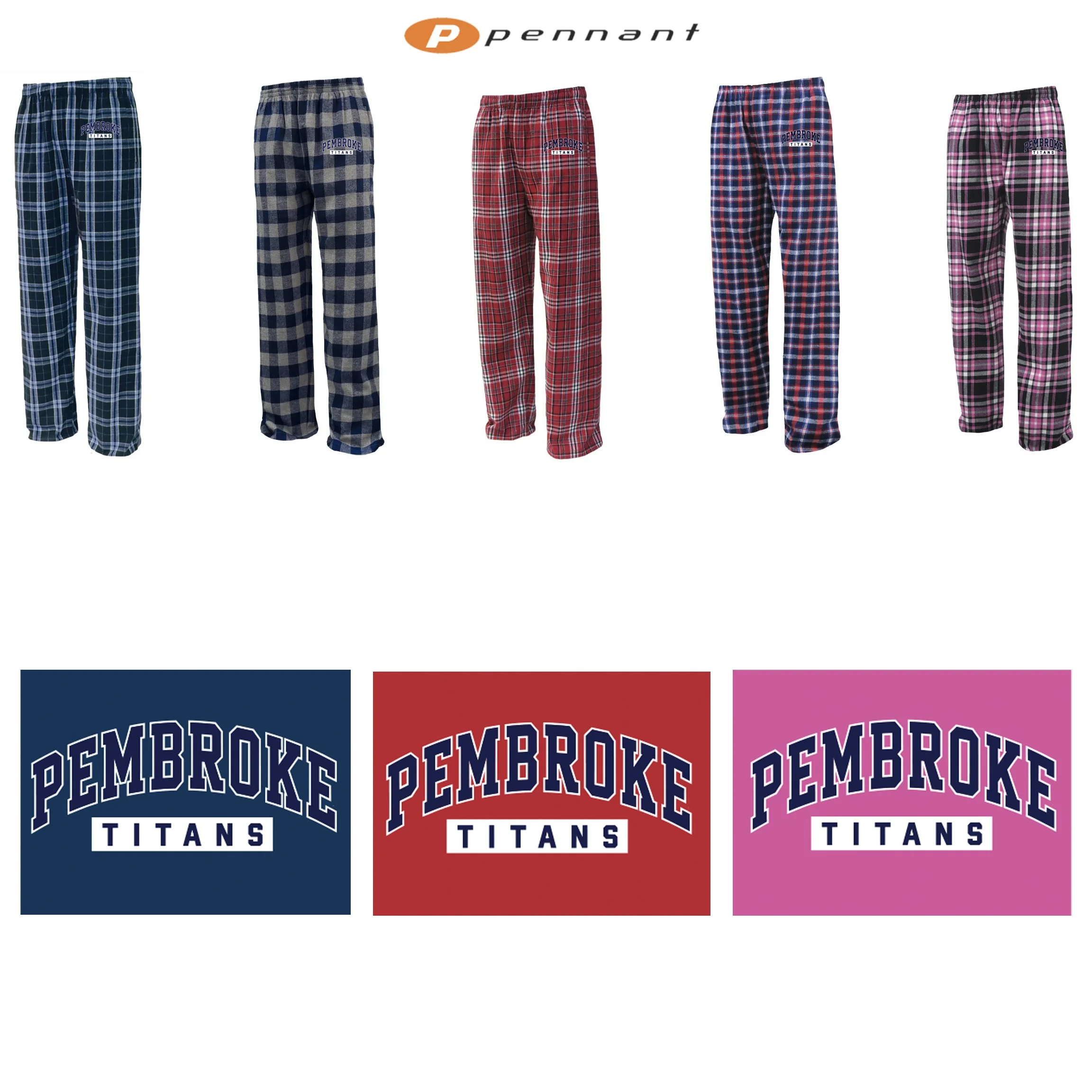Bryantville Elementary School Pennant Brand Youth Flannel Pant, Embroidered, Youth Unisex Fit, #YFLNP