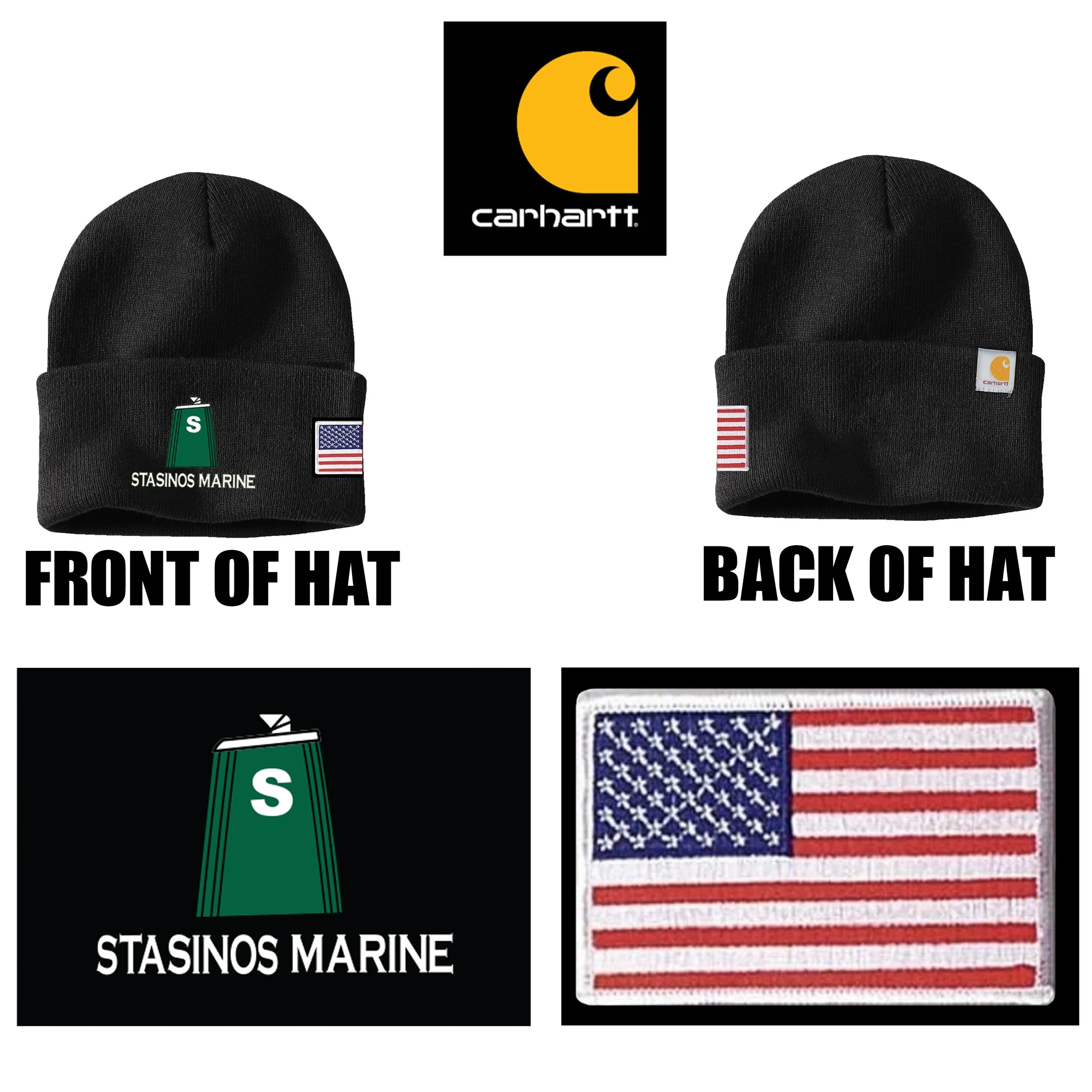 Stasinos Marine Carhartt® Watch Cap 2.0, , FLAG IMPRINT INCLUDED, Black, #CT104597
