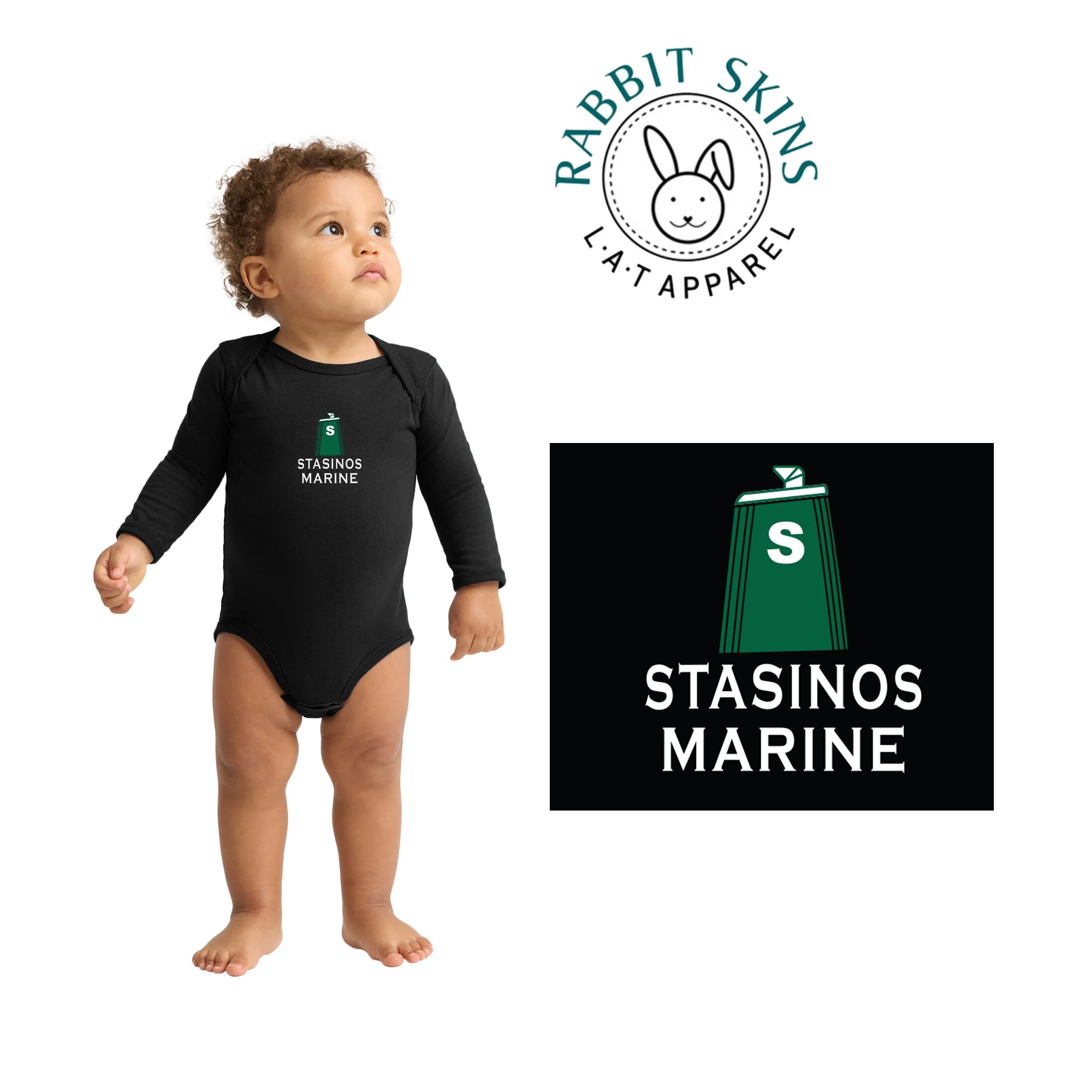 Stasinos Marine Rabbit Skins™ Infant Long Sleeve Jersey Bodysuit, Infant Fit, #RS4421