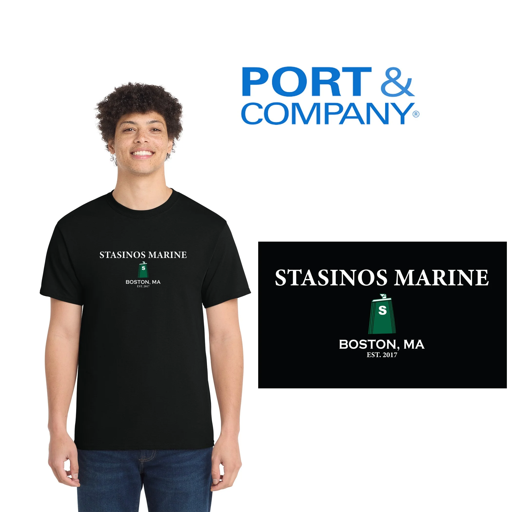 Stasinos Marine Port & Co™ Core Cotton Tee, BOSTON, MA EST. 2017 Edition, Adult Unisex/Men’s Fit, #PC54