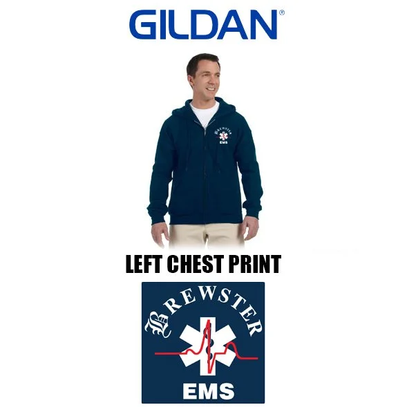 Brewster Ambulance Gildan Adult Unisex/Mens Heavy Blend™ 8 oz., 50/50 Full-Zip Hood, Left Chest Version #G186