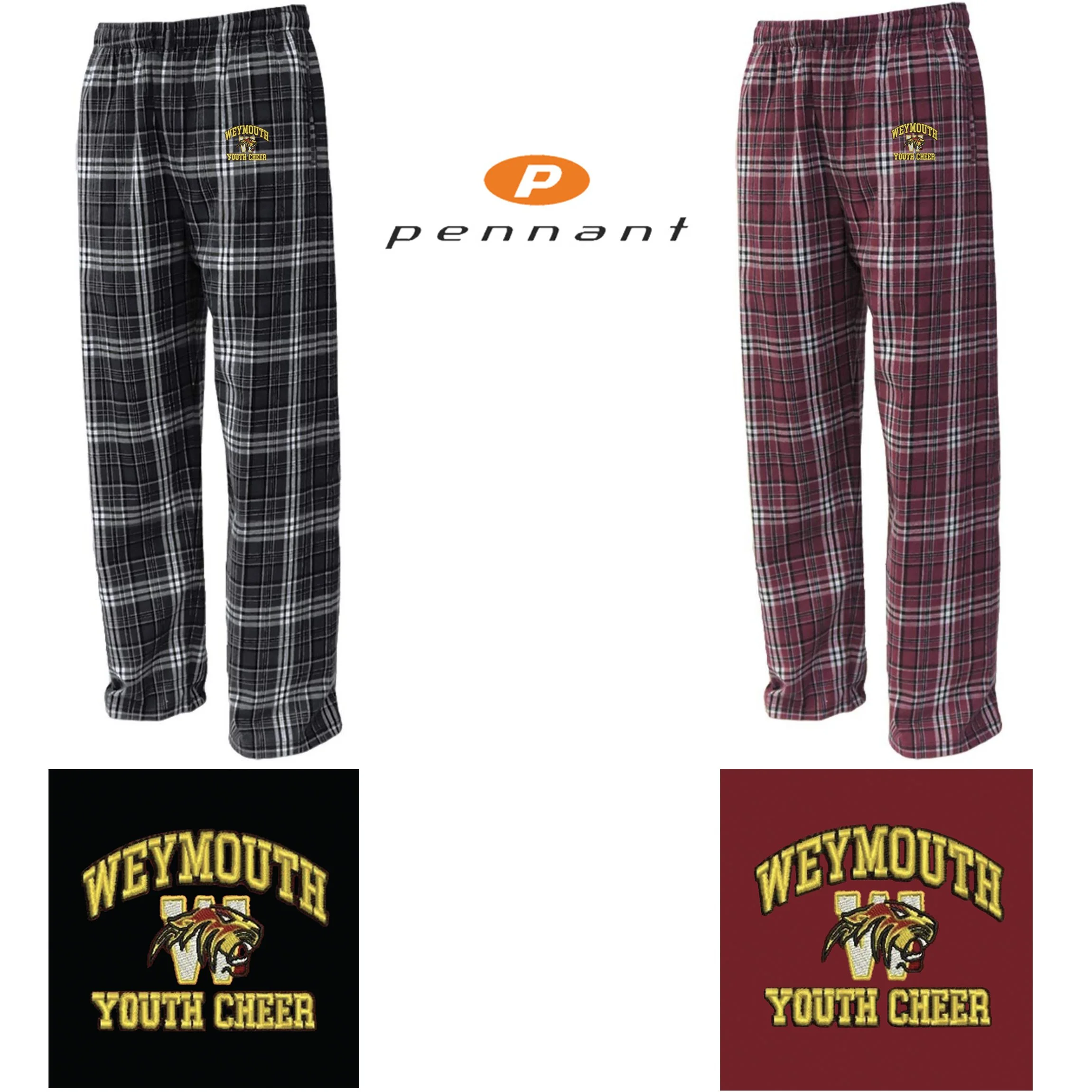 Weymouth Youth Cheer Pennant Brand YFLNP Youth Flannel Pant, Youth Unisex Fit, #YFLNP