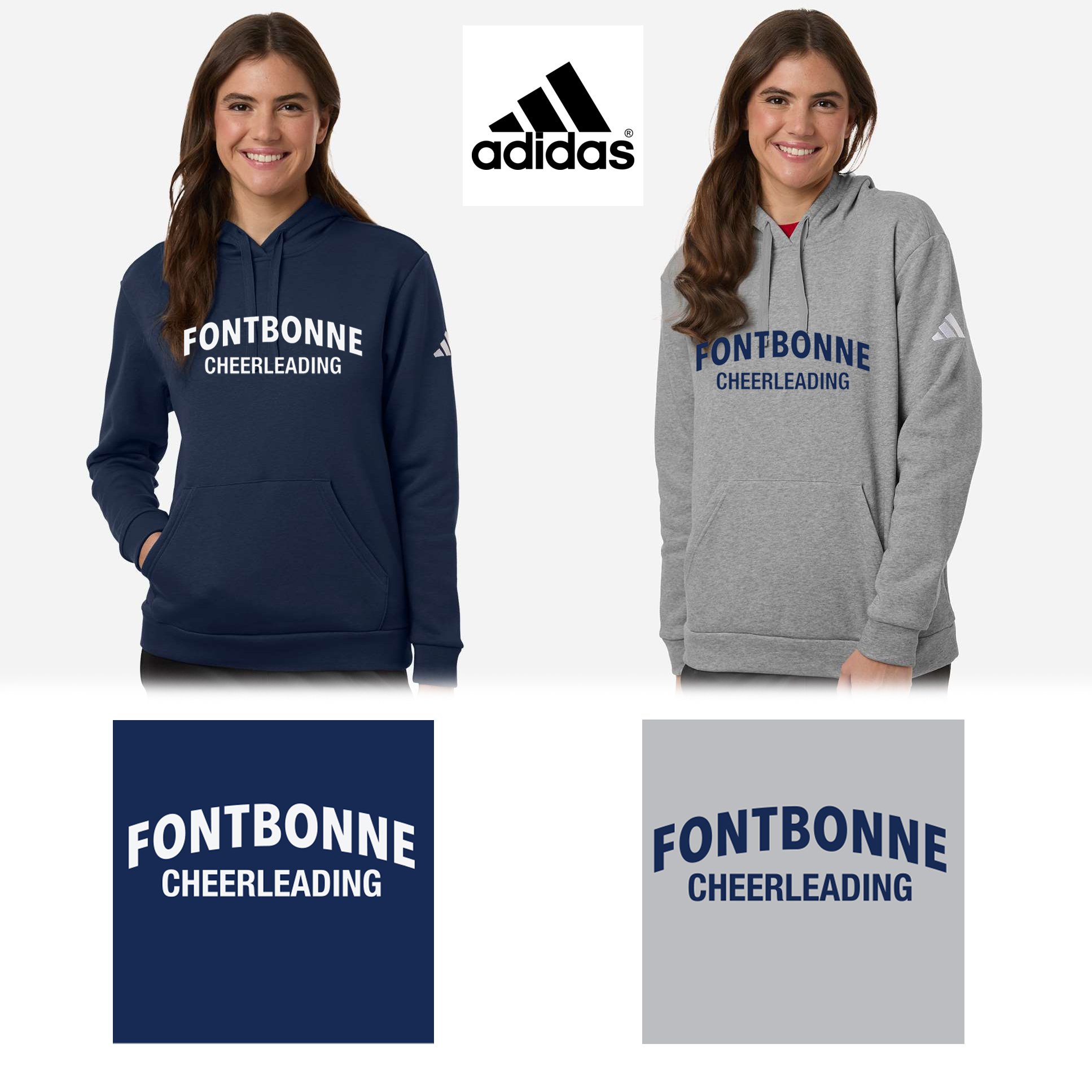 Fontbonne Academy Cheerleading Adidas Women's Fleece Hooded Sweatshirt, Women’s Fit, #AT204