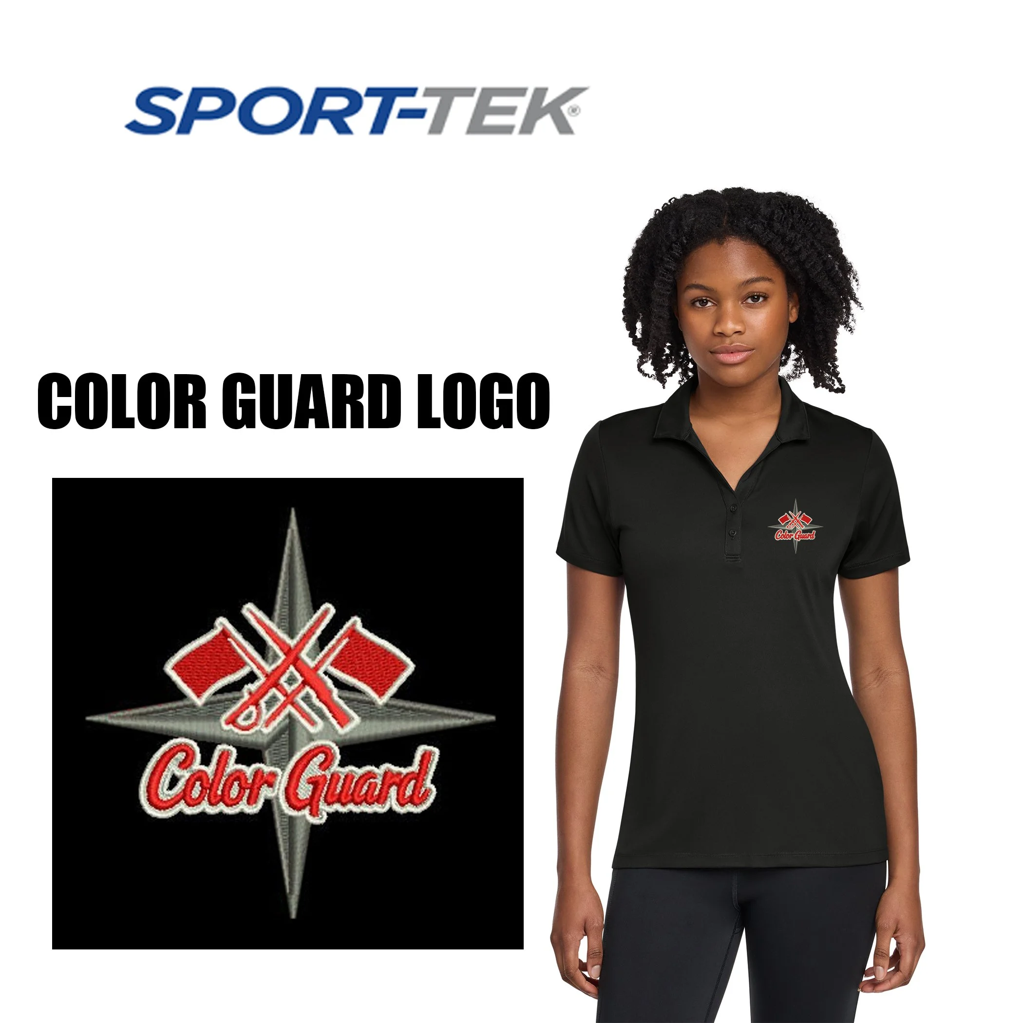 North Star Drum & Bugle Corps Sport-Tek® Women's PosiCharge® Re-Compete Polo, COLOR GUARD logo, Women’s Fit, #LST725