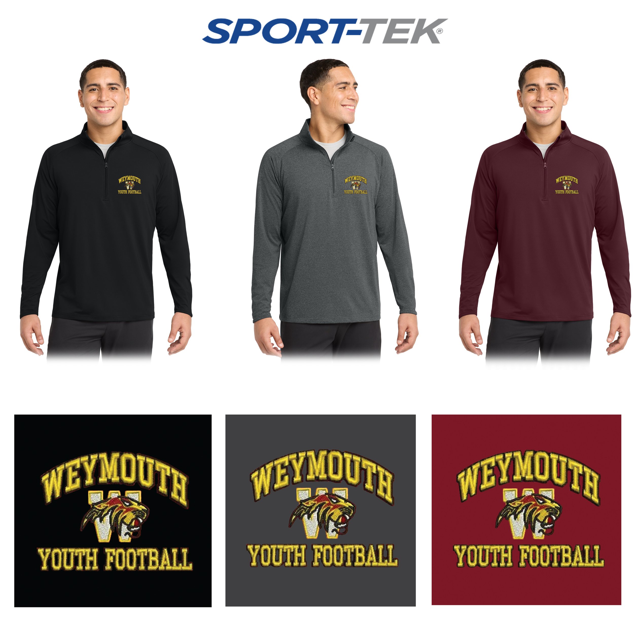 Weymouth Youth Football Sport-Tek® Sport-Wick® Stretch 1/4-Zip Pullover, Adult Unisex/Men’s Fit, #ST850