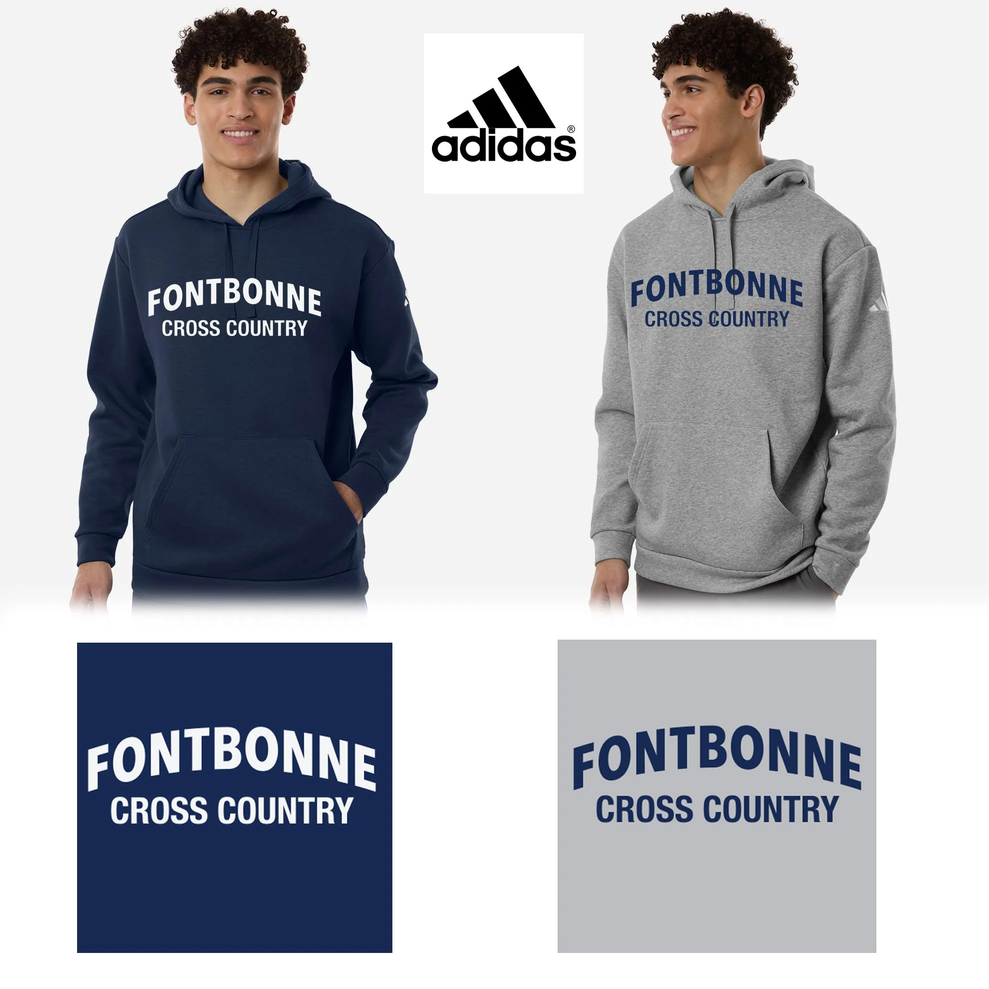 Fontbonne Academy Cross Country Adidas Men’s Fleece Hooded Sweatshirt, Men’s/Adult Unisex Fit, #AT203