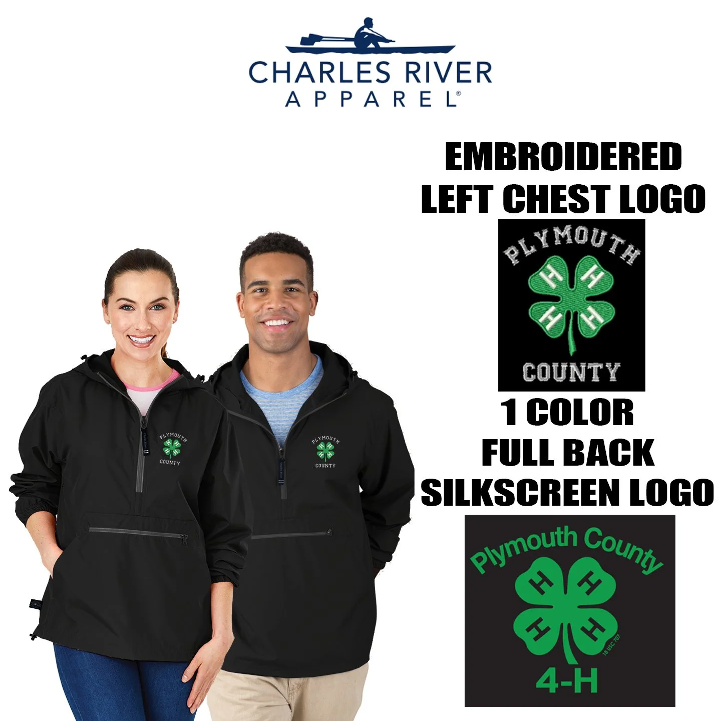 Plymouth County 4-H Swag Charles River Pack-N-Go Pullover, Adult Unisex, #9904