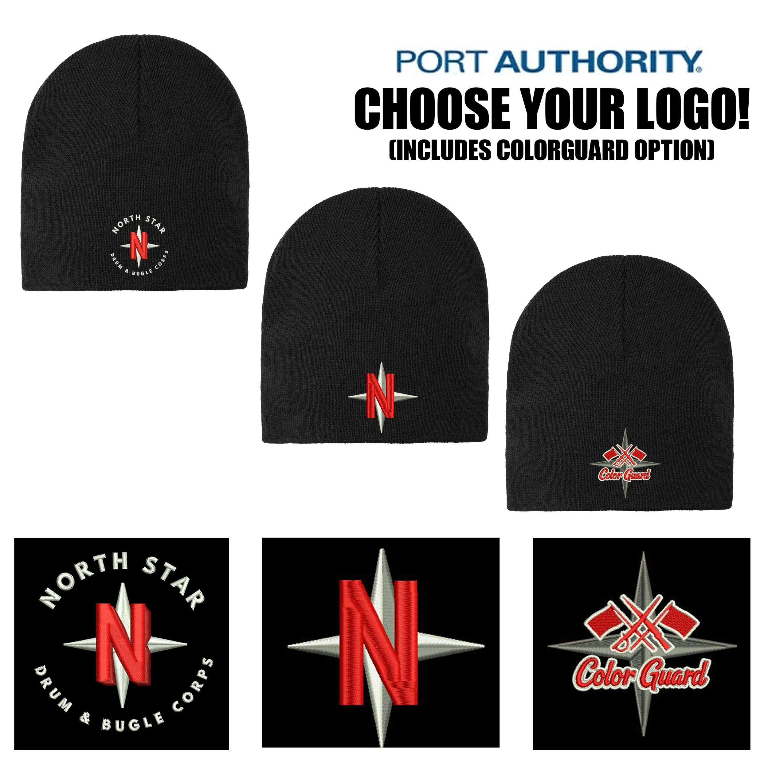 North Star Drum & Bugle Corps Port Authority® Knit Skull Cap, Black, #CP94