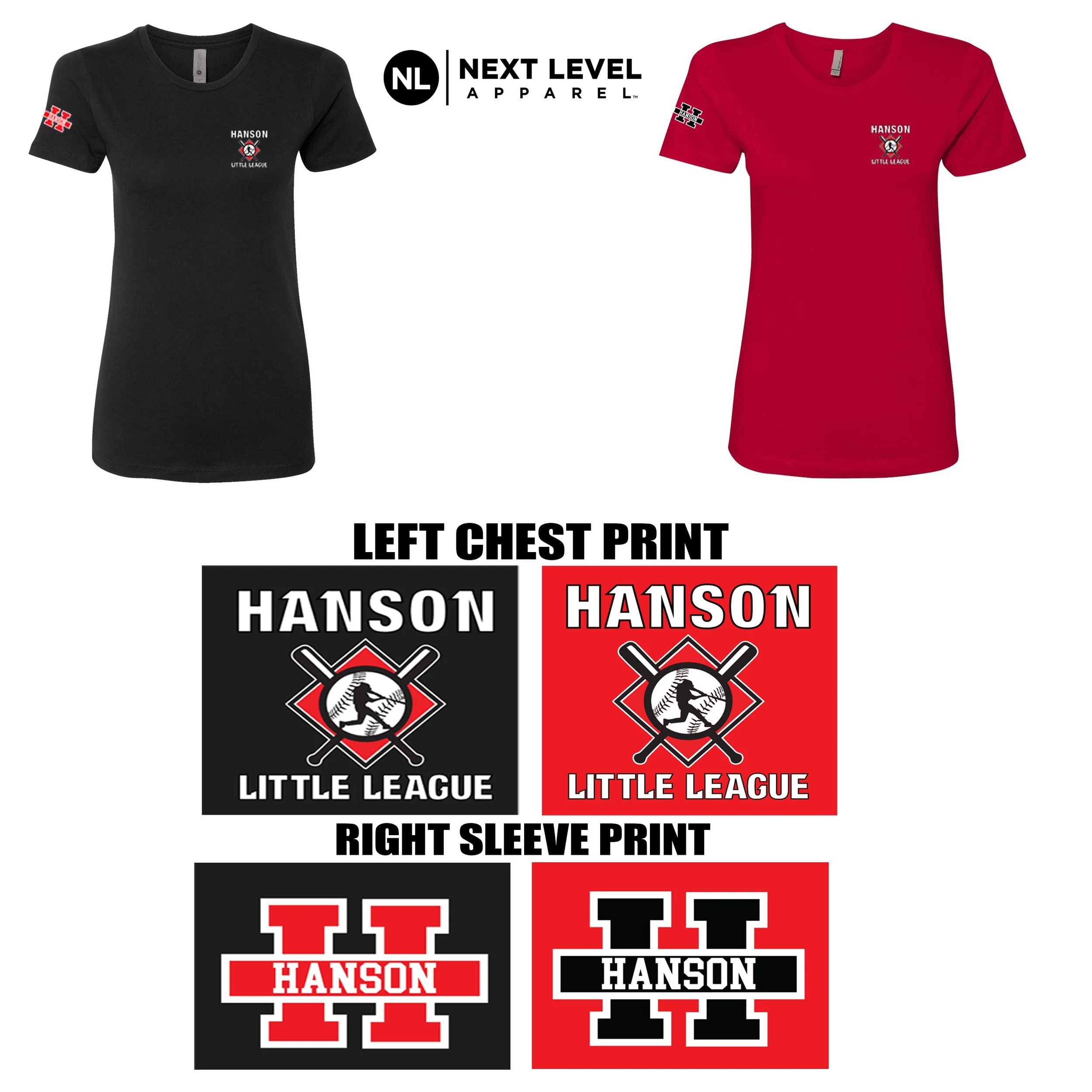 Hanson Little League Next Level Women’s Cotton T-Shirt, Women’s Fit, #3900