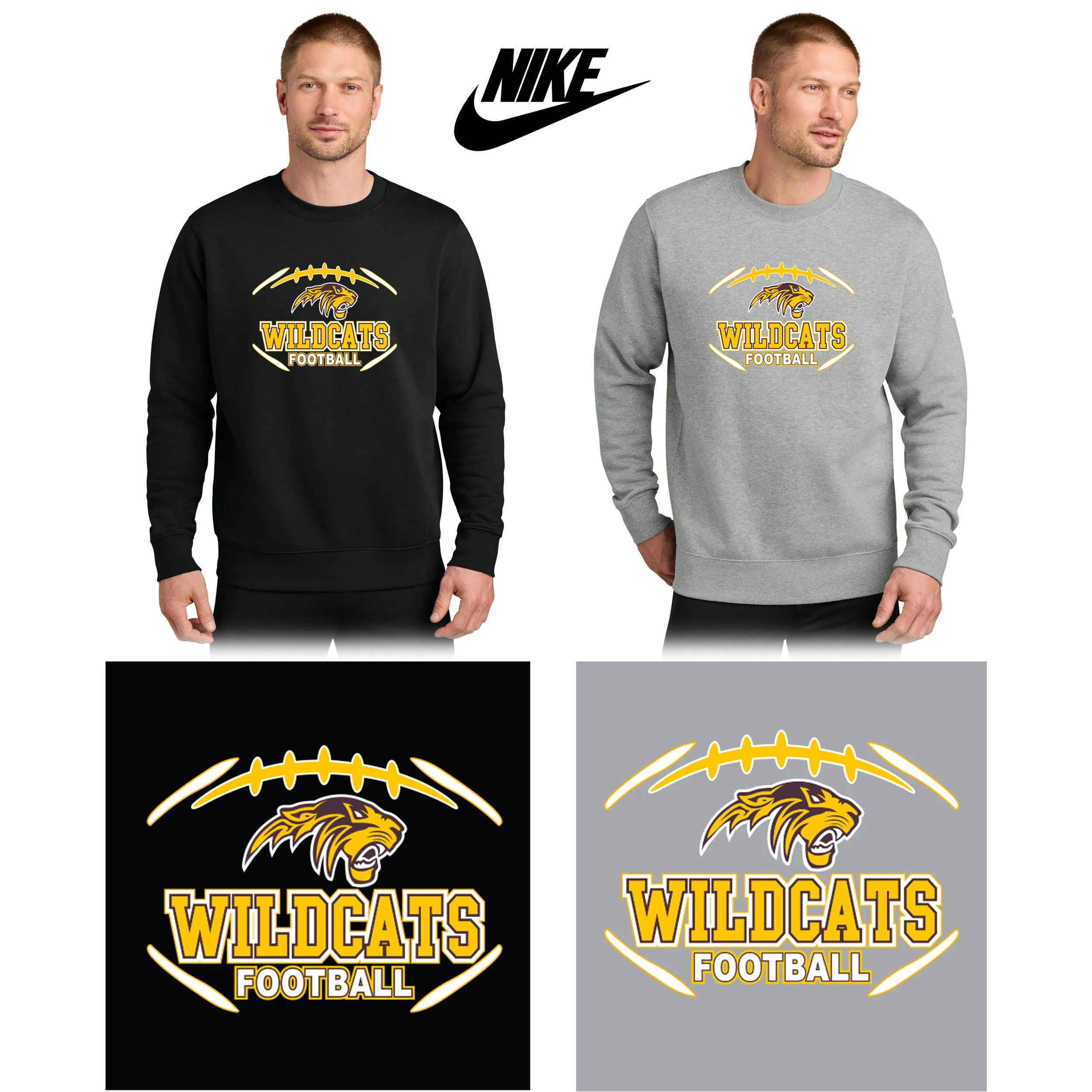 Weymouth Youth Football Nike Club Fleece Sleeve Swoosh Crew, Adult Unisex/Men’s Fit, #NKFD9863