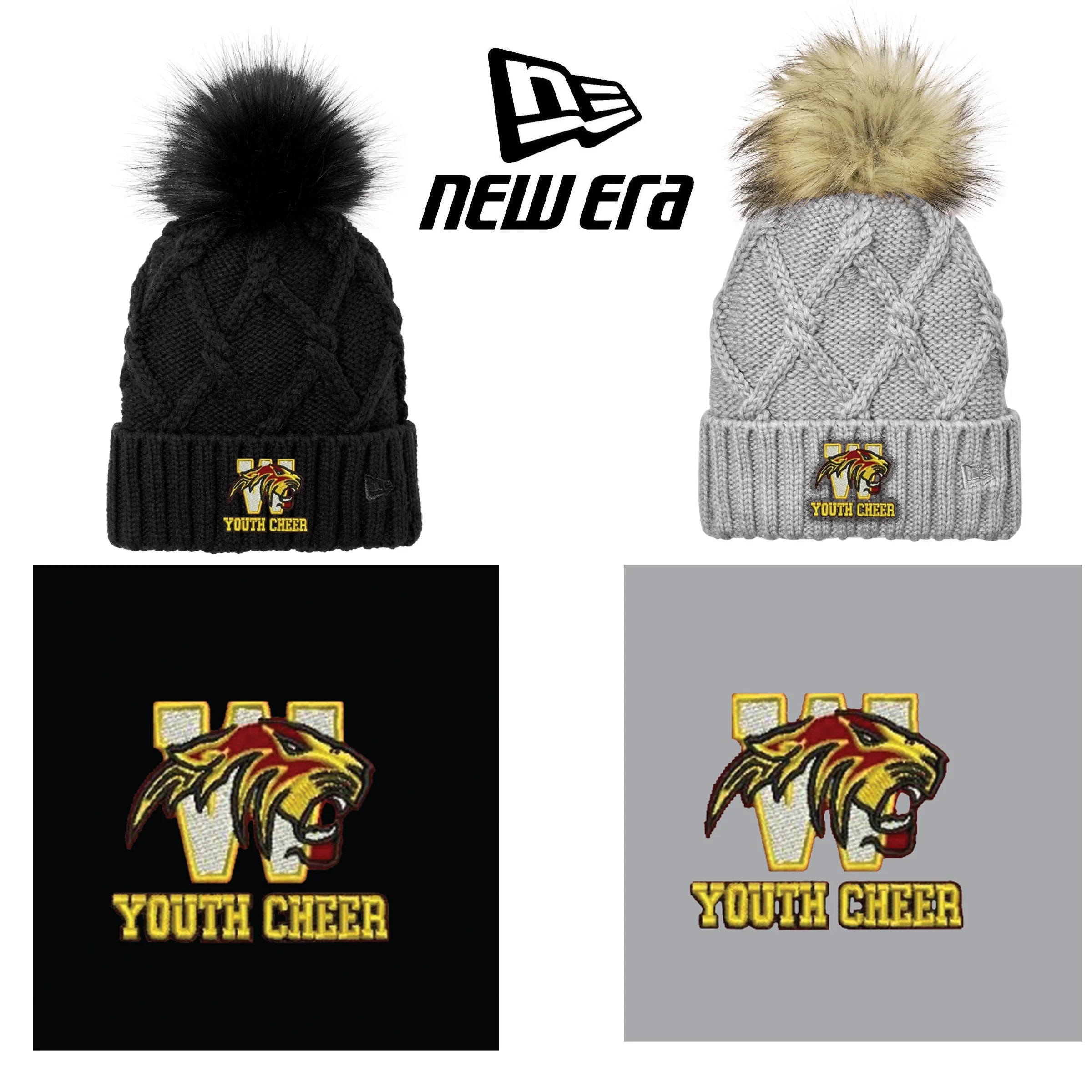 Weymouth Youth Cheer New Era® Faux Fur Pom Beanie, #NE911
