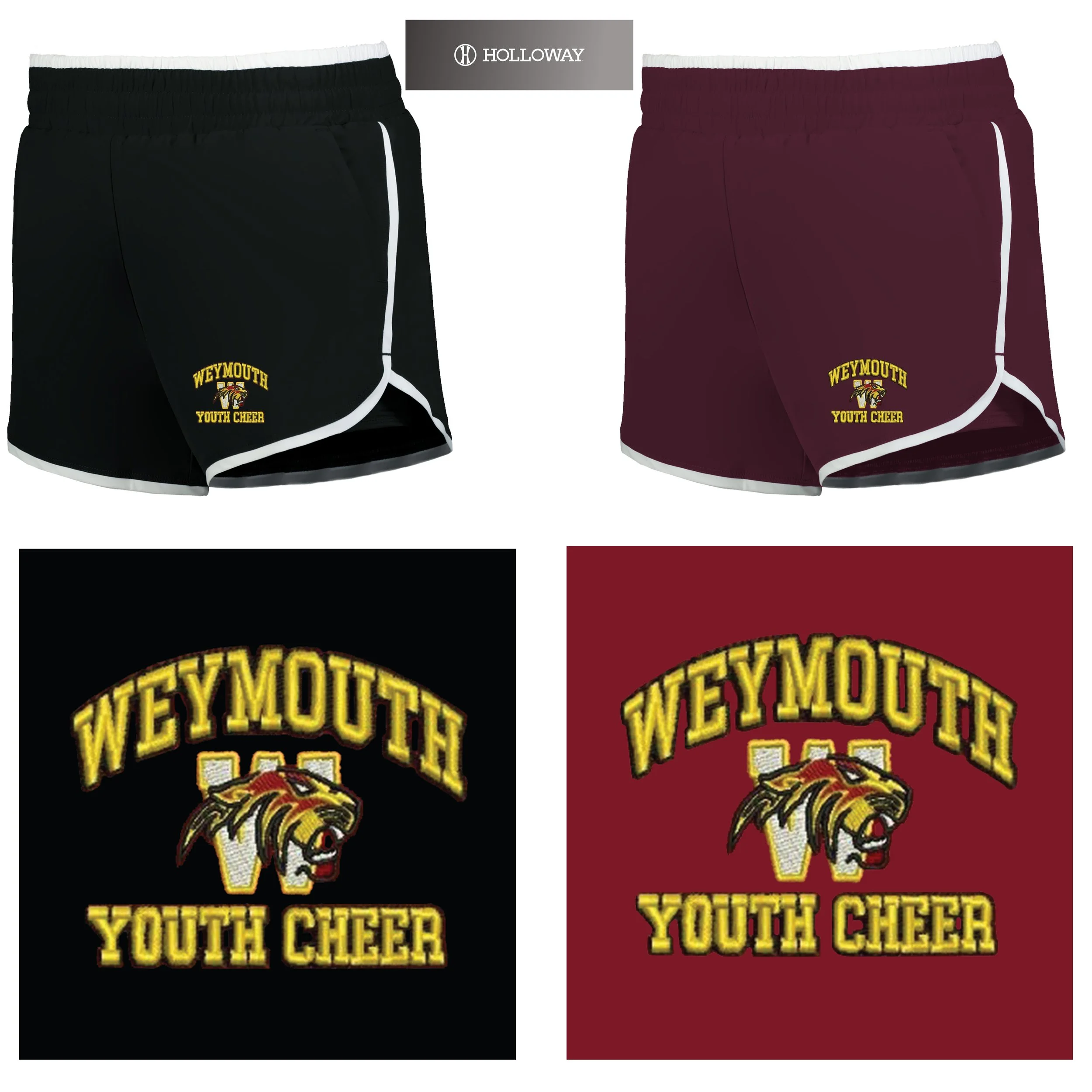 Weymouth Youth Cheer Holloway Girls Double Court Shorts, Girls Fit, #223428