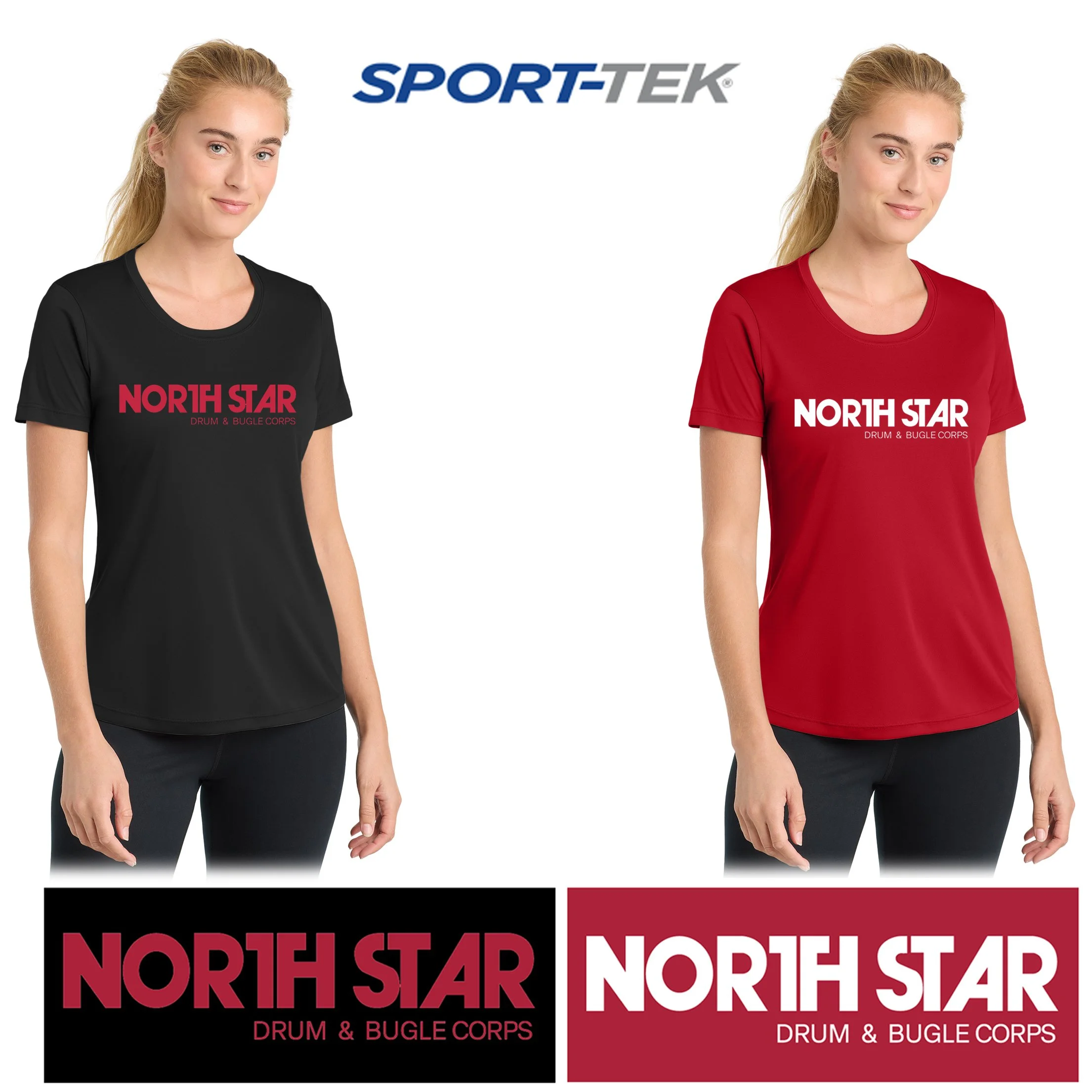 North Star Drum & Bugle Corps Sport-Tek® Women's PosiCharge® Competitor™ Tee, 1 Color Print, Women’s Fit, #LST350