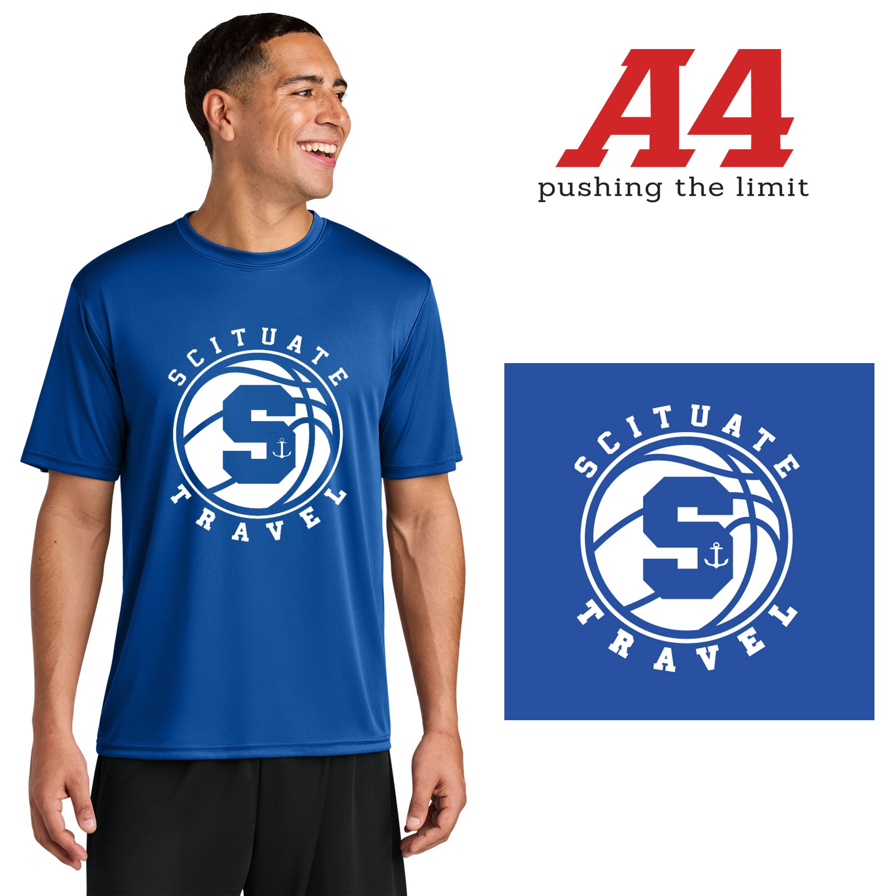 Scituate Basketball Association A4 Cooling Performance Short Sleeve Tee, Adult Unisex/Men’s Fit, #A4N3142