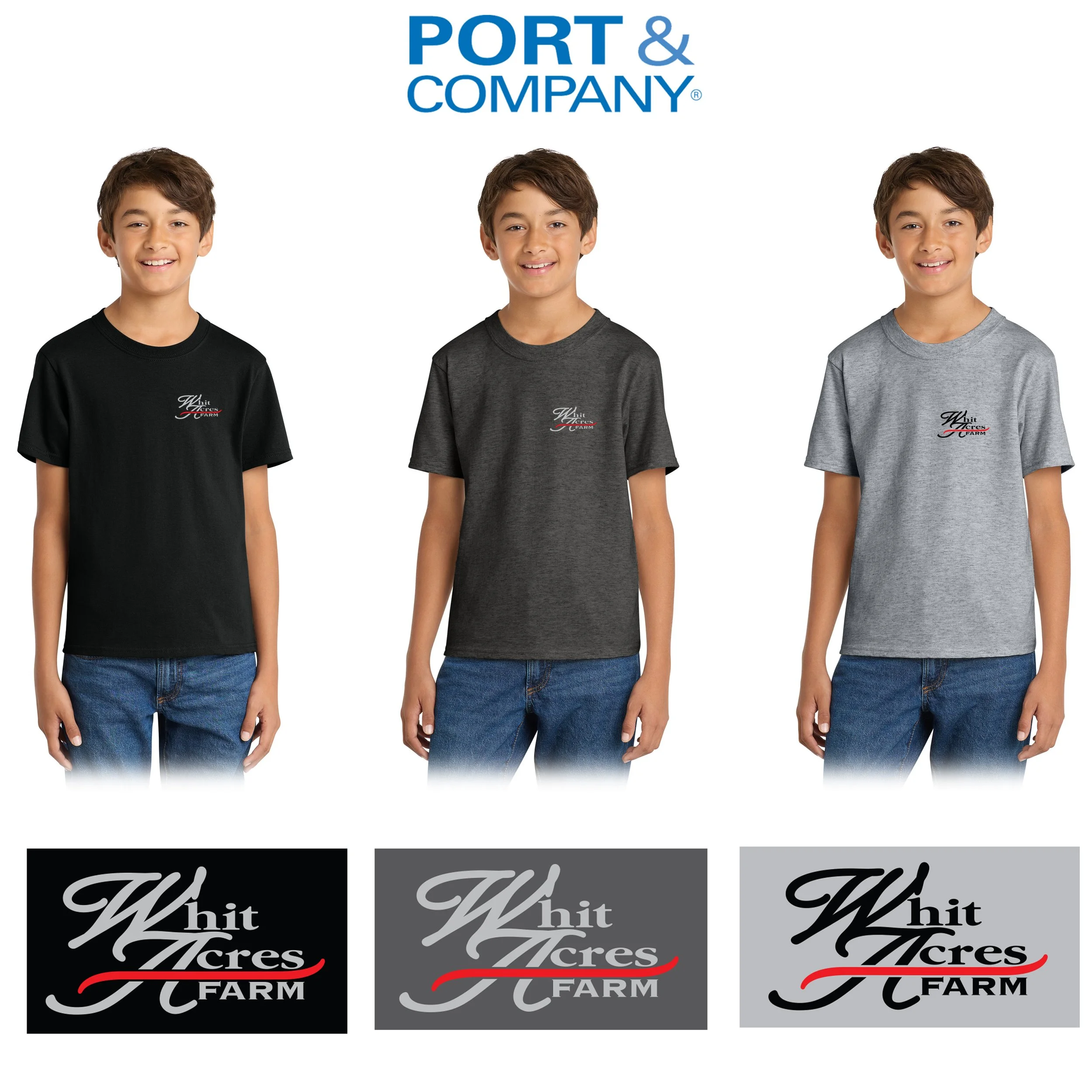 Whit Acres Farm Port & Co™ Youth Core Cotton Tee, Youth Unisex Fit, #PC54Y
