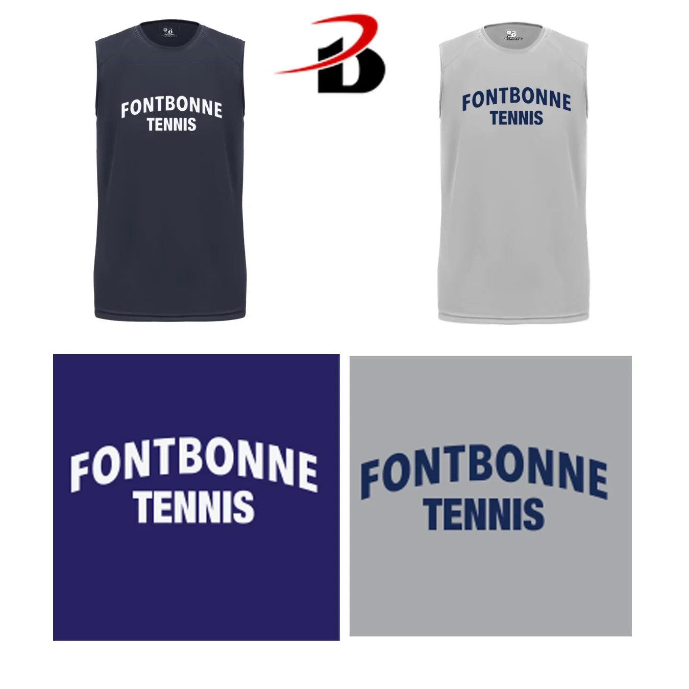 Fontbonne Academy Tennis Badger Brand Youth Unisex B-Core Performance Material Sleeveless Tee, Youth Unisex Fit, #213000