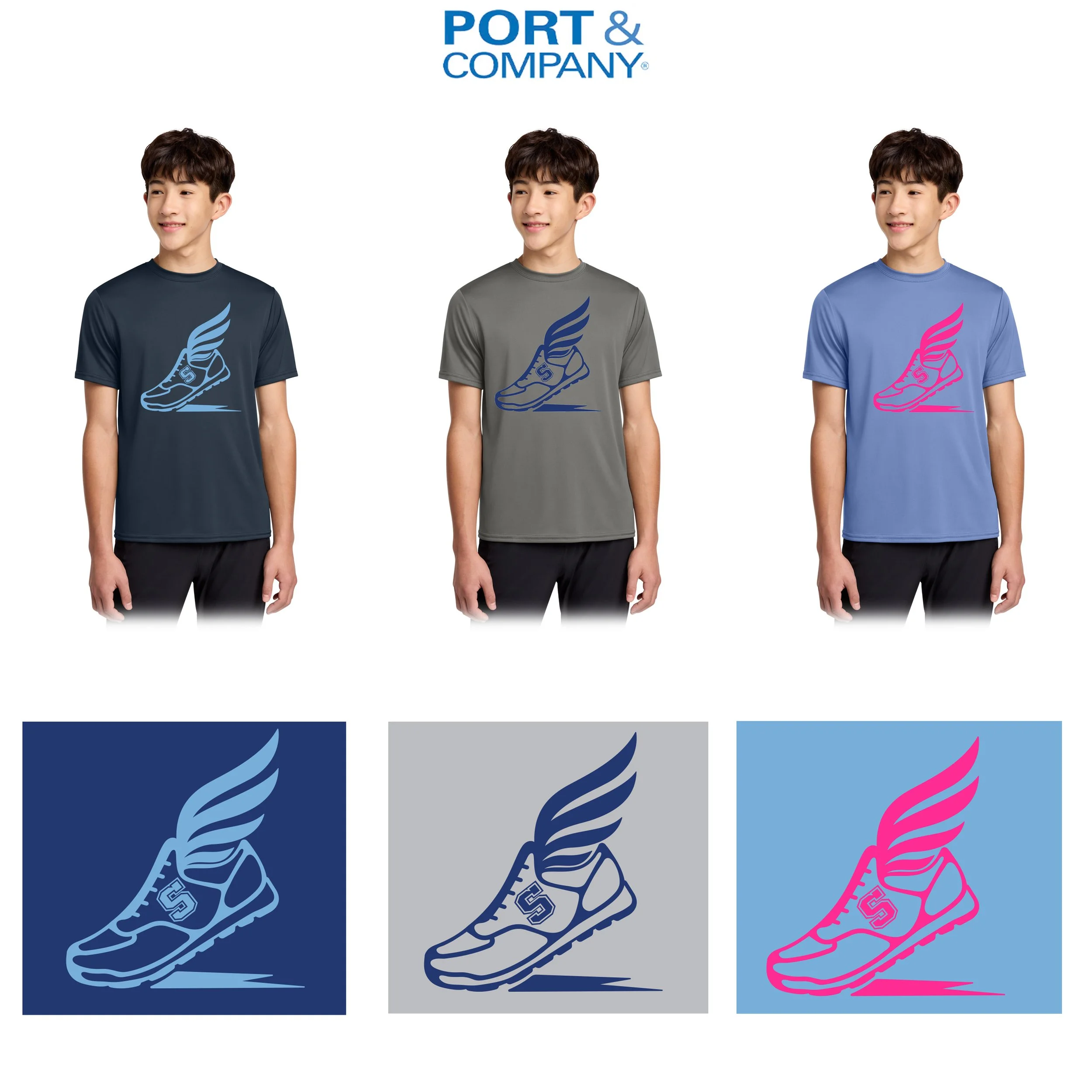 Hurley Middle School Cross Country Port & Co® Youth Short Sleeve Performance Tee, Youth Unisex Fit, #PC380Y