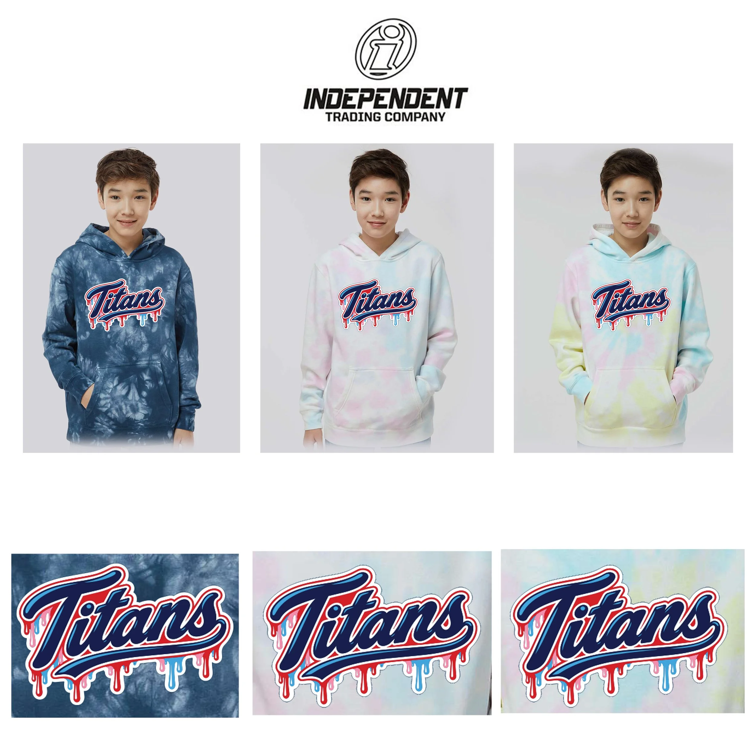 Bryantville Elementary School Independent Trading company Youth Midweight Tie-Dyed Hooded Sweatshirt, Limited DRIP Edition, Youth Fit, #PRM1500TD
