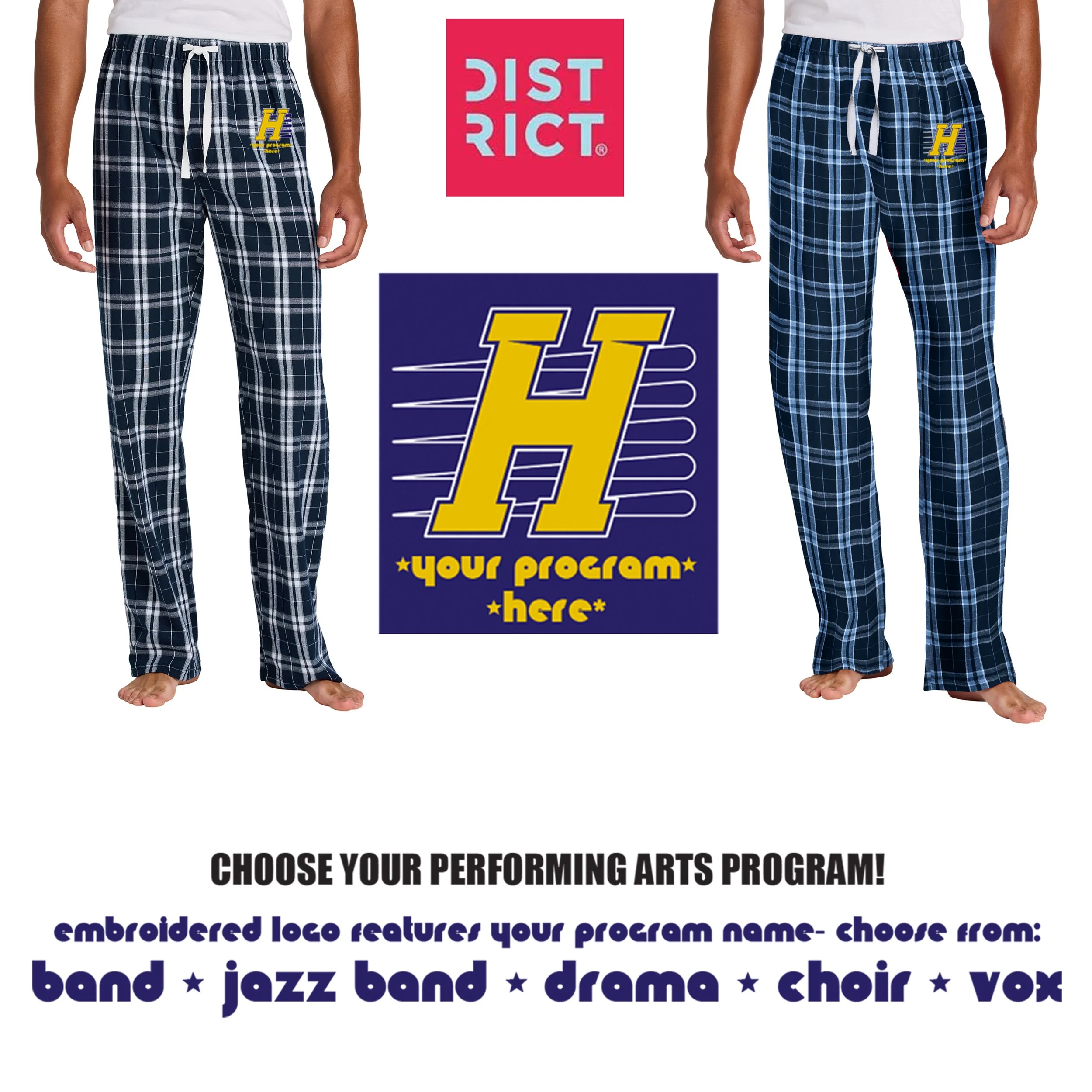 Hanover High School Performing Arts Alliance District Flannel Plaid Pant, Adult Unisex/Men’s Fit, #DT1800