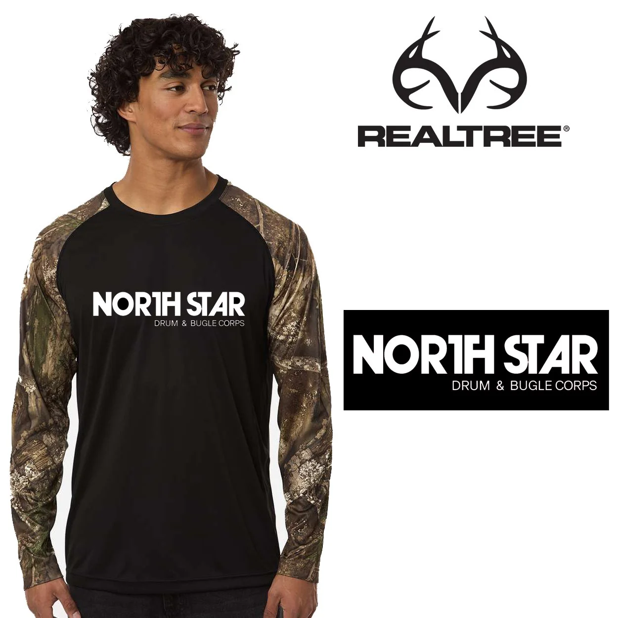 North Star Drum & Bugle Corps Realtree Brand Unisex Realtree® Performance Colorblocked Long Sleeve T-Shirt, Adult Unisex, #RT3104