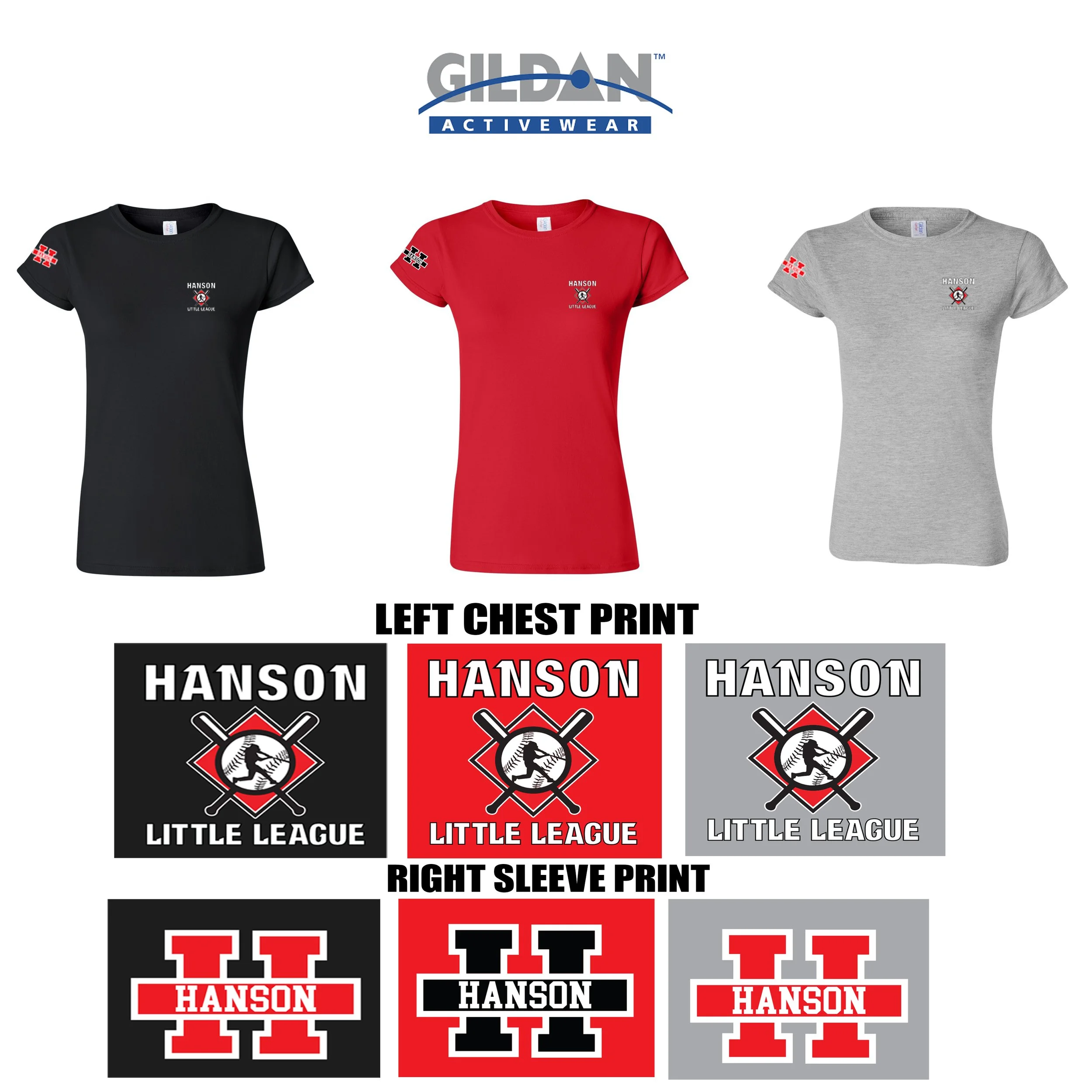 Hanson Little League Gildan Women's Softstyle® T-Shirt, Women’s Fit, #64000L