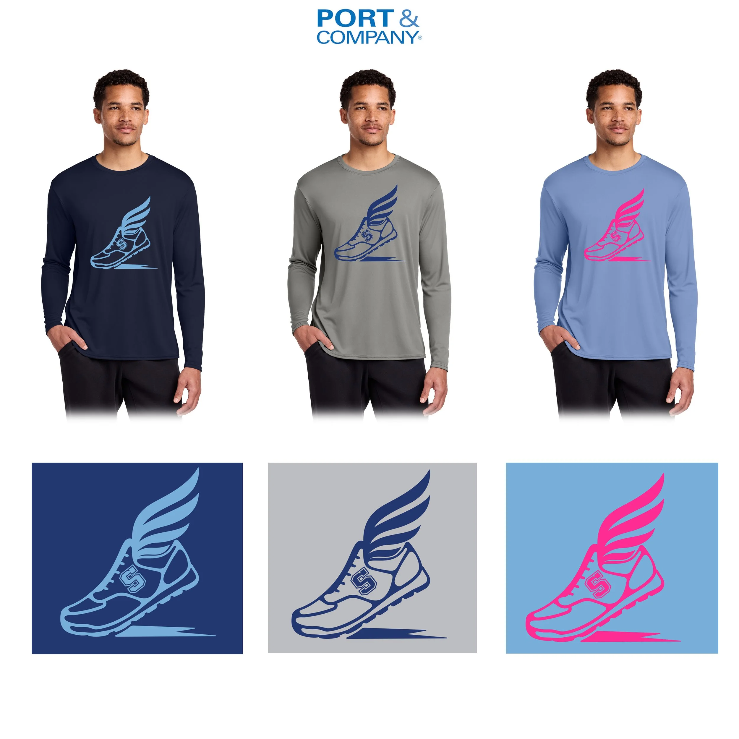Hurley Middle School Cross Country Port & Co® Long Sleeve Performance Tee, Adult Unisex/Men’s Fit, #PC380LS