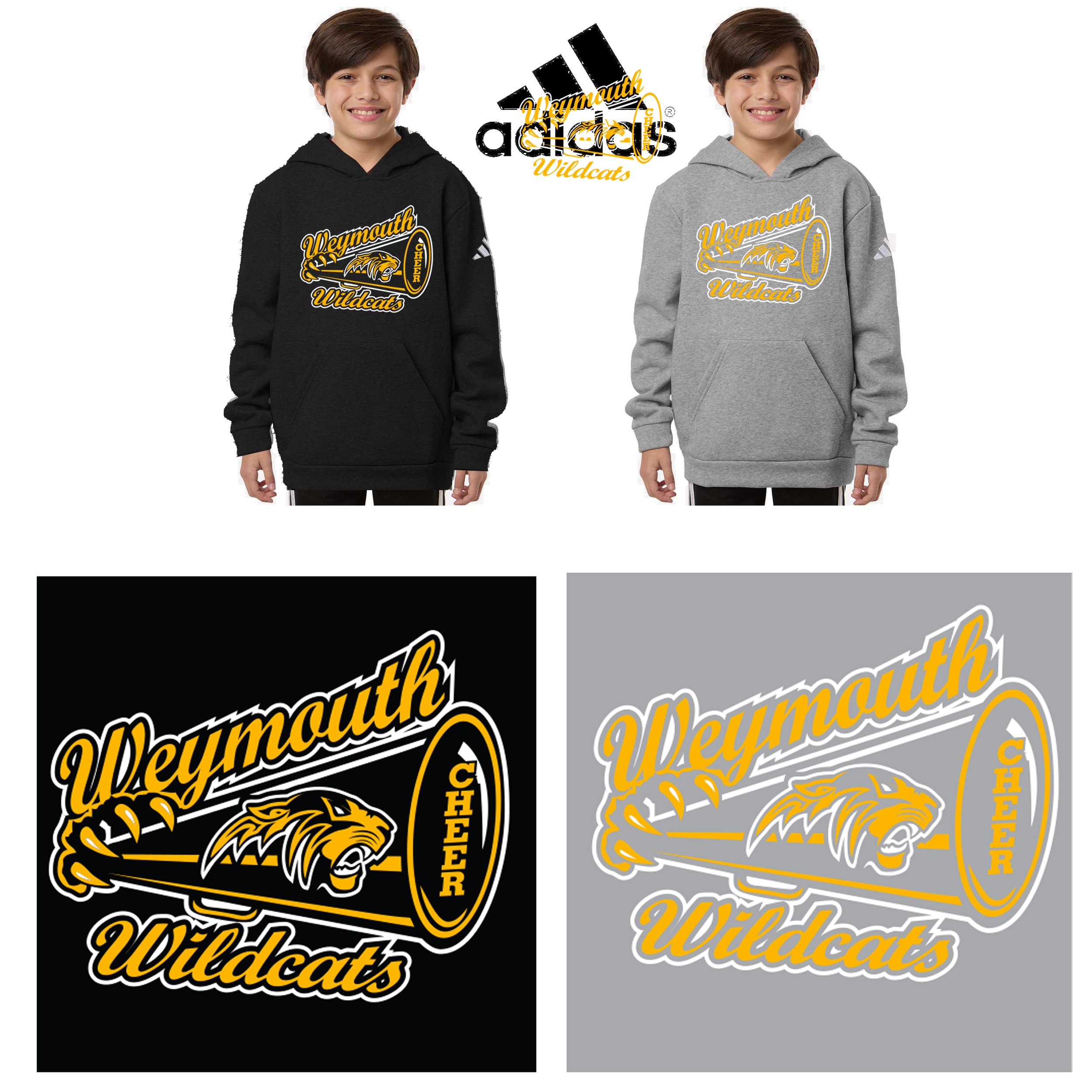 Weymouth Youth Cheer Adidas AT205 Youth Fleece Hooded Sweatshirt, Youth Unisex Fit, #AT205