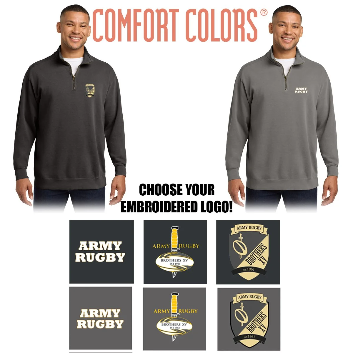 Old Gray Army Rugby Swag Comfort Colors® Ring Spun 1/4-Zip Sweatshirt, Adult Unisex/Men’s, #1580