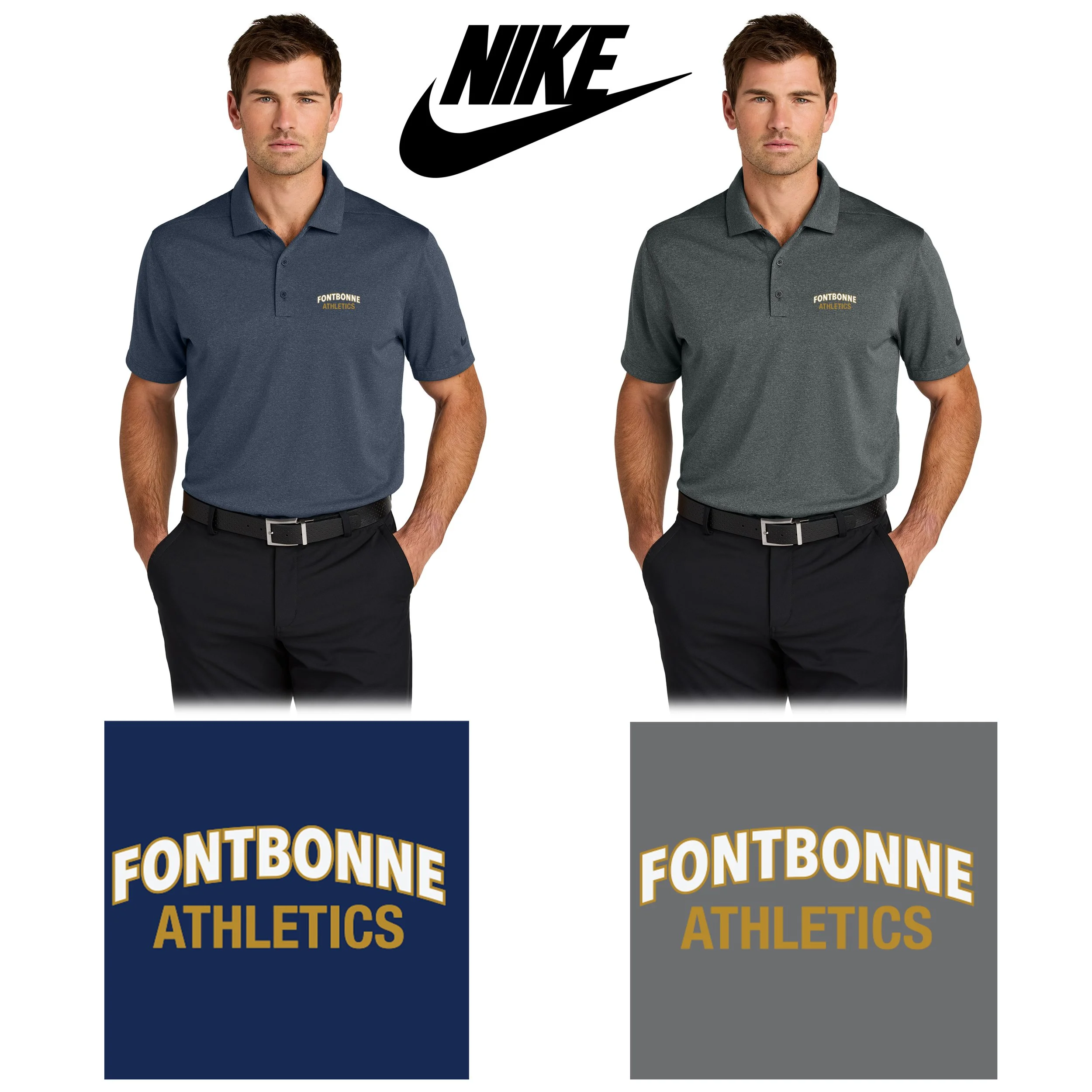Fontbonne Academy Athletics Nike Dri-FIT Smooth Heather Polo, Men’s Fit, Embroidered, #NKFQ4794