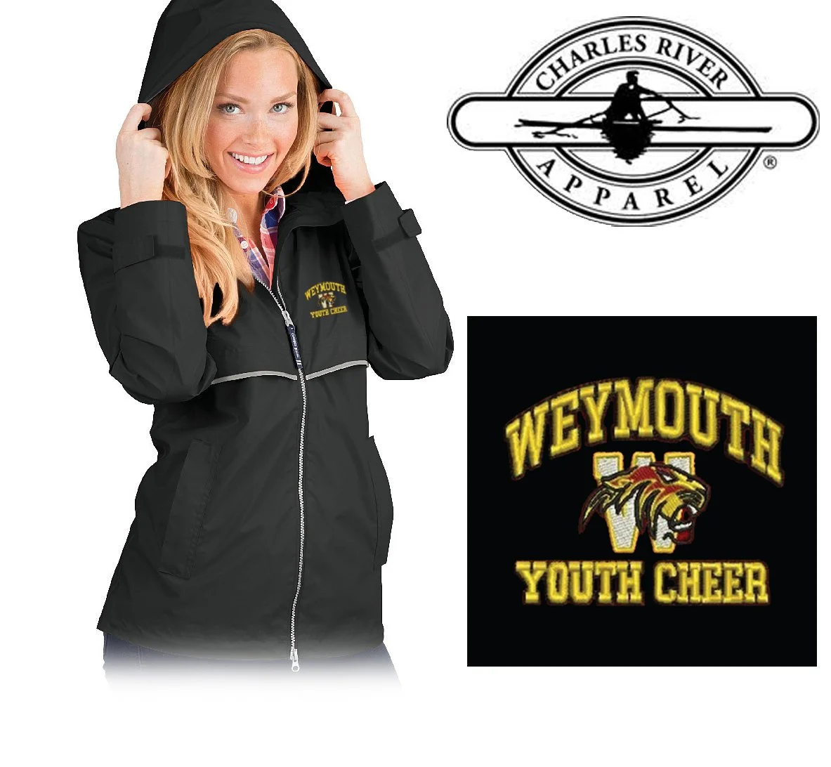 Weymouth Youth Cheer Charles River Women's New Englander® Rain Jacket, Women’s Fit, #5099