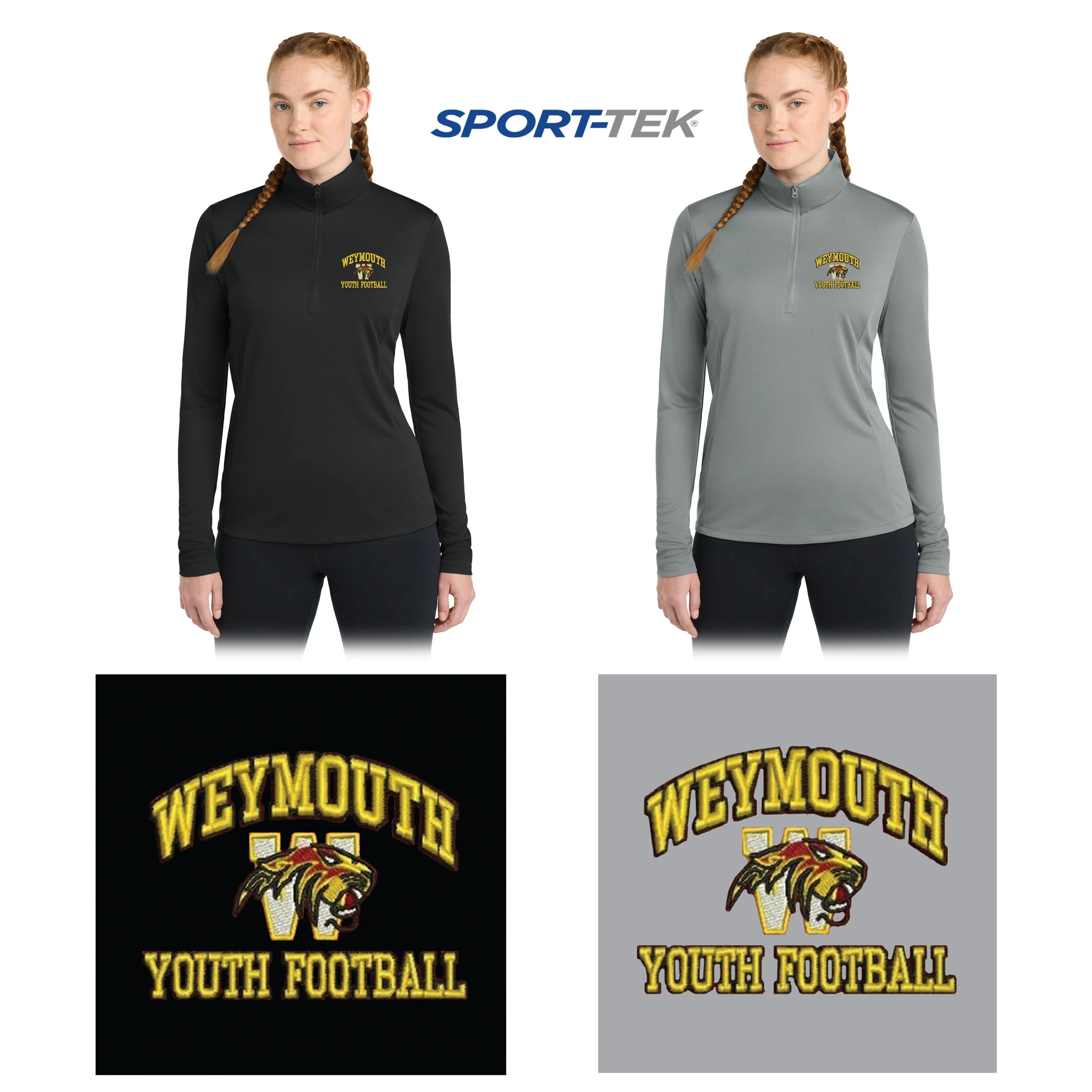 Weymouth Youth Football Sport-Tek® Lightweight Women's PosiCharge® Competitor™ 1/4-Zip Pullover, Women’s Fit, #LST357