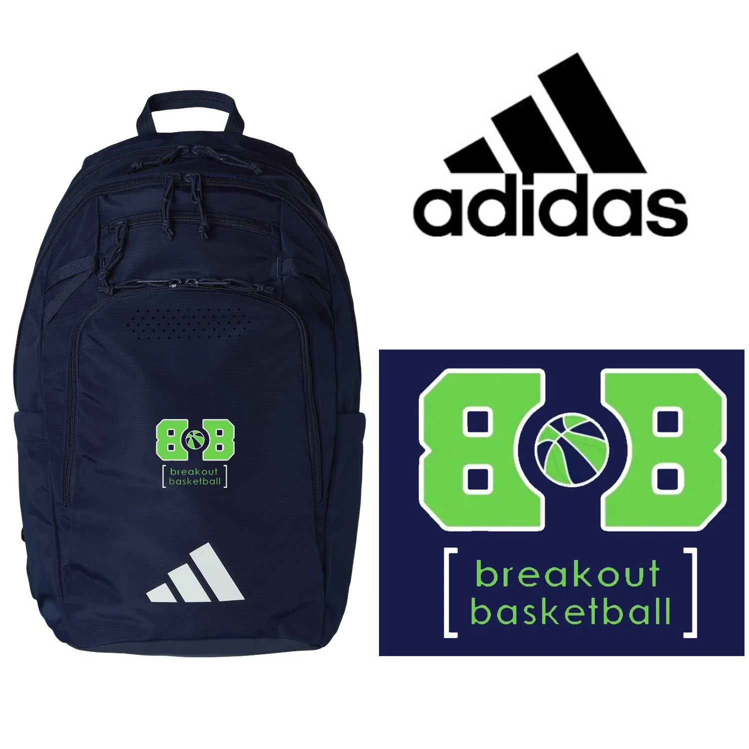 Breakout Basketball Adidas Defender 5 Backpack, Team Navy Blue, #AB600