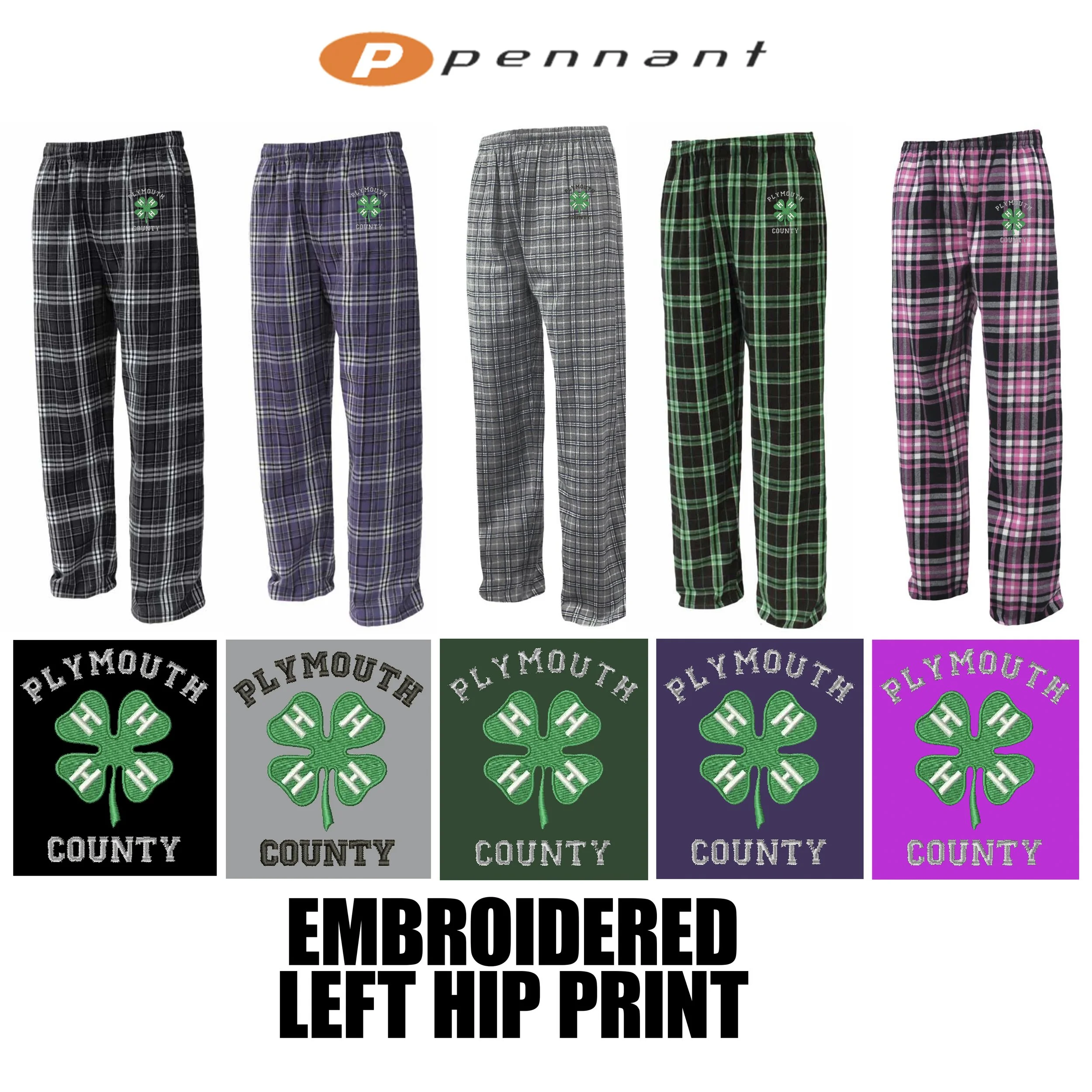 Plymouth County 4-H Swag Pennant Flannel Pant, Youth Fit, #YFLNP