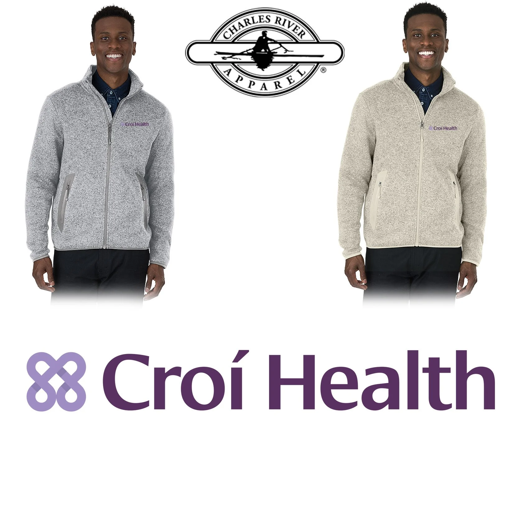 Croí Health Charles River Men’s Heathered Fleece Jacket, Men’s Fit, #9493