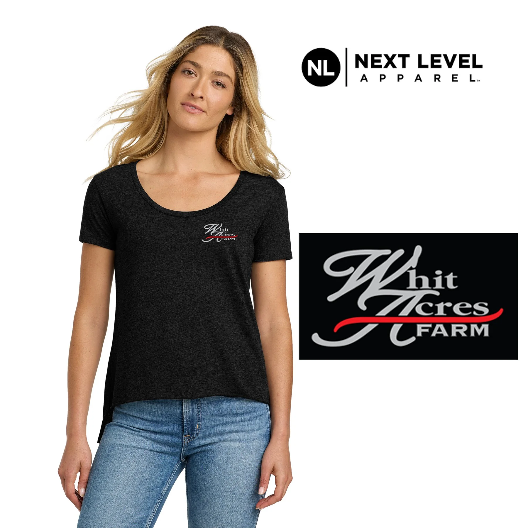 Whit Acres Farm Next Level Apparel® Women’s Festival Scoop Neck Tee, Ladies Fit, #NL5030