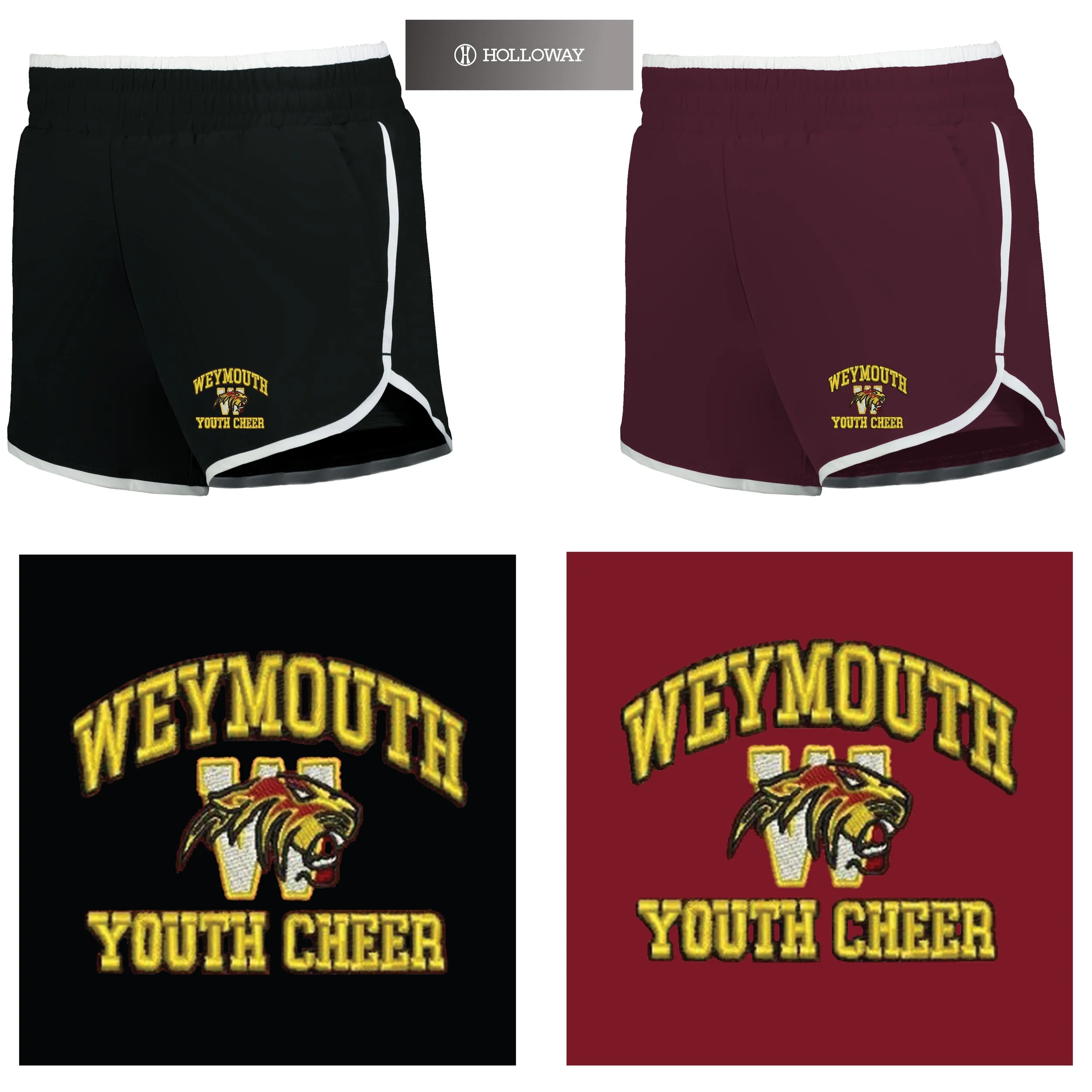 Weymouth Youth Cheer Holloway Ladies Double Court Shorts, Ladies Fit, #223328